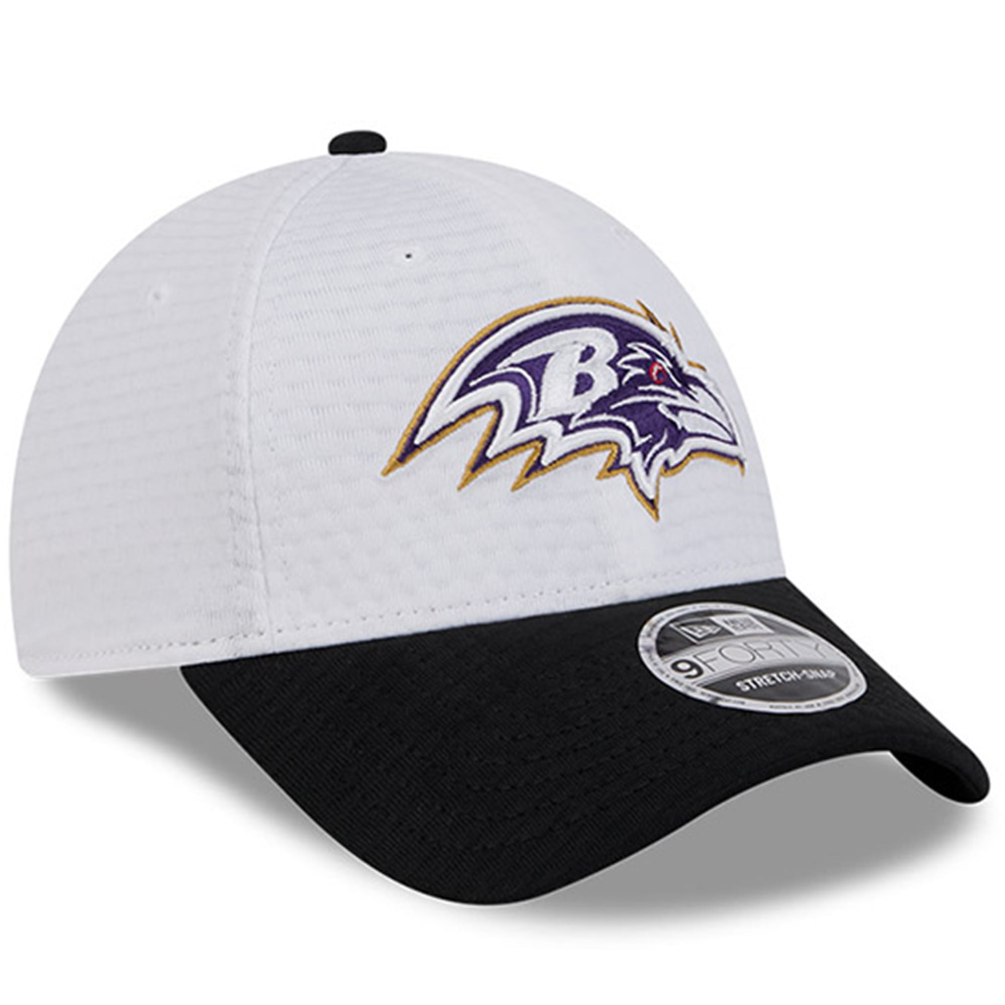 Men's New Era White/Black Baltimore Ravens 2024 NFL Training Camp 9FORTY Adjustable Hat