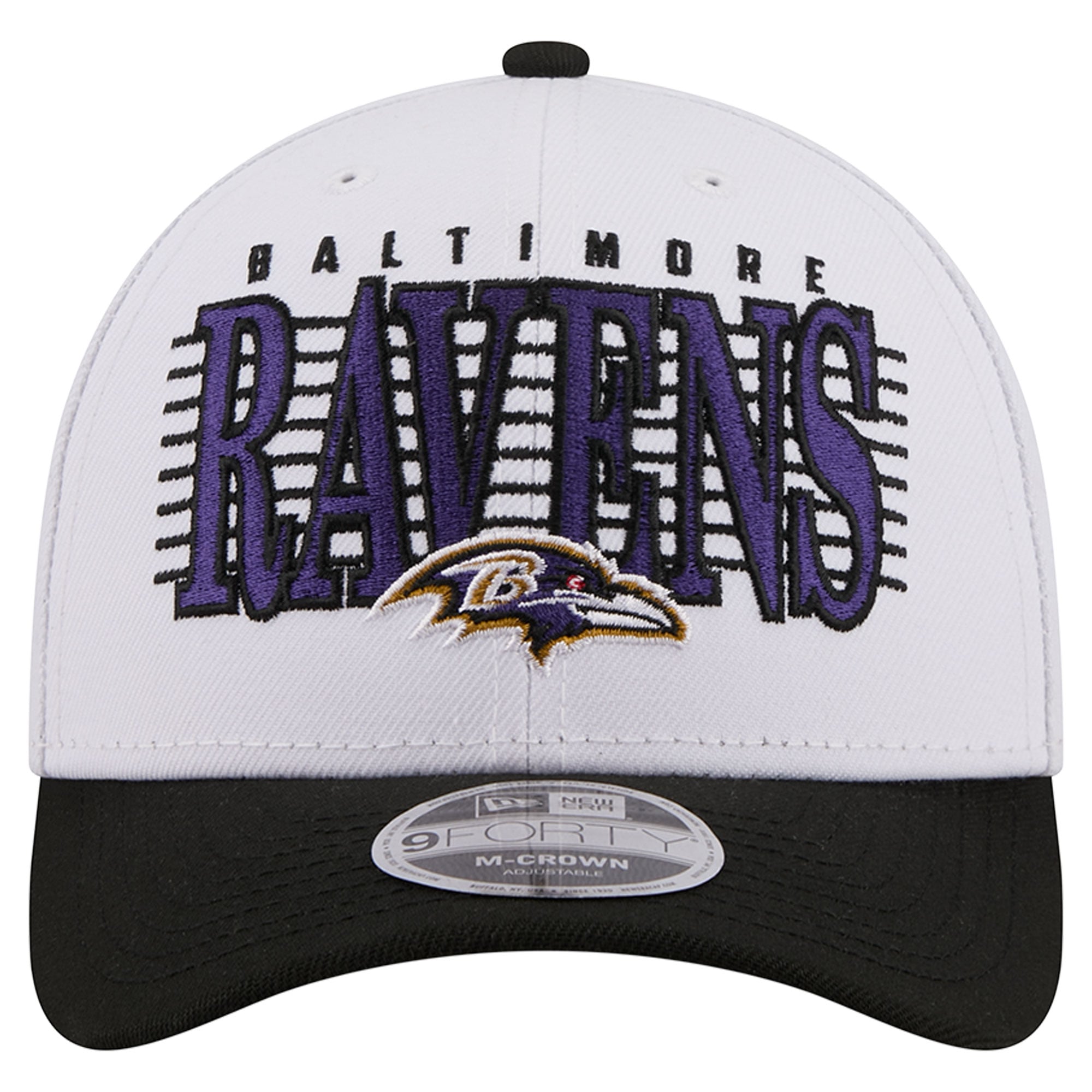 Casquette ajustable New Era blanche et noire Baltimore Ravens Loyal 9FORTY M-Crown pour homme