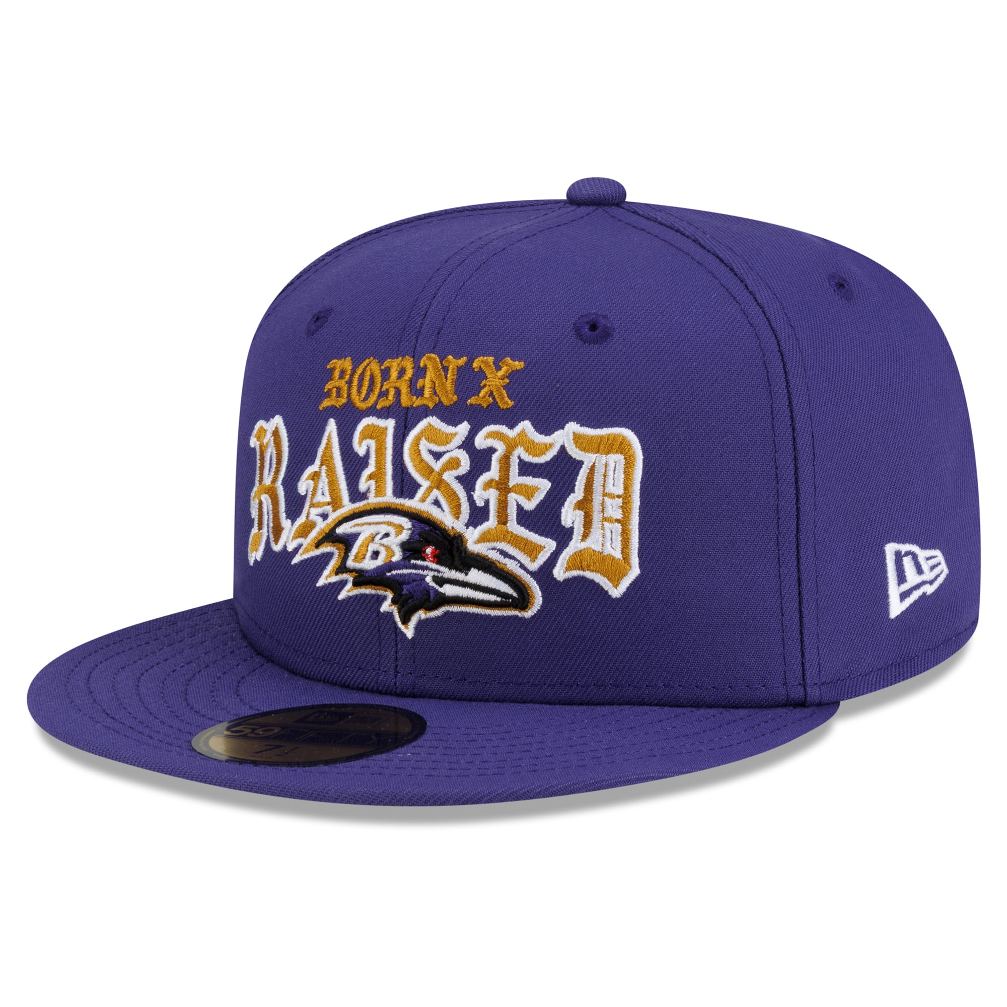 Casquette ajustée New Era x Born Raised Baltimore Ravens 59FIFTY pour homme, violet foncé