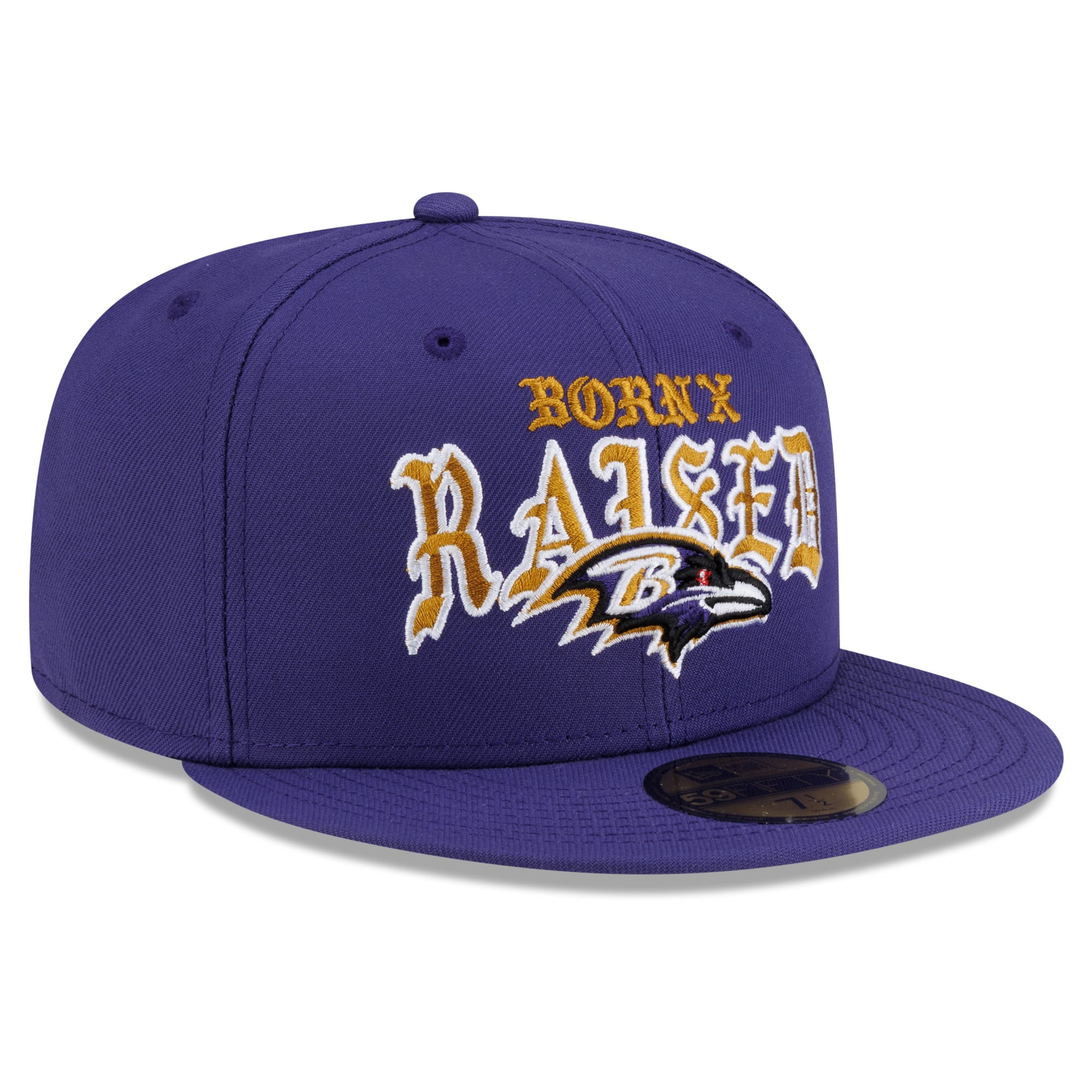 Casquette ajustée New Era x Born Raised Baltimore Ravens 59FIFTY pour homme, violet foncé