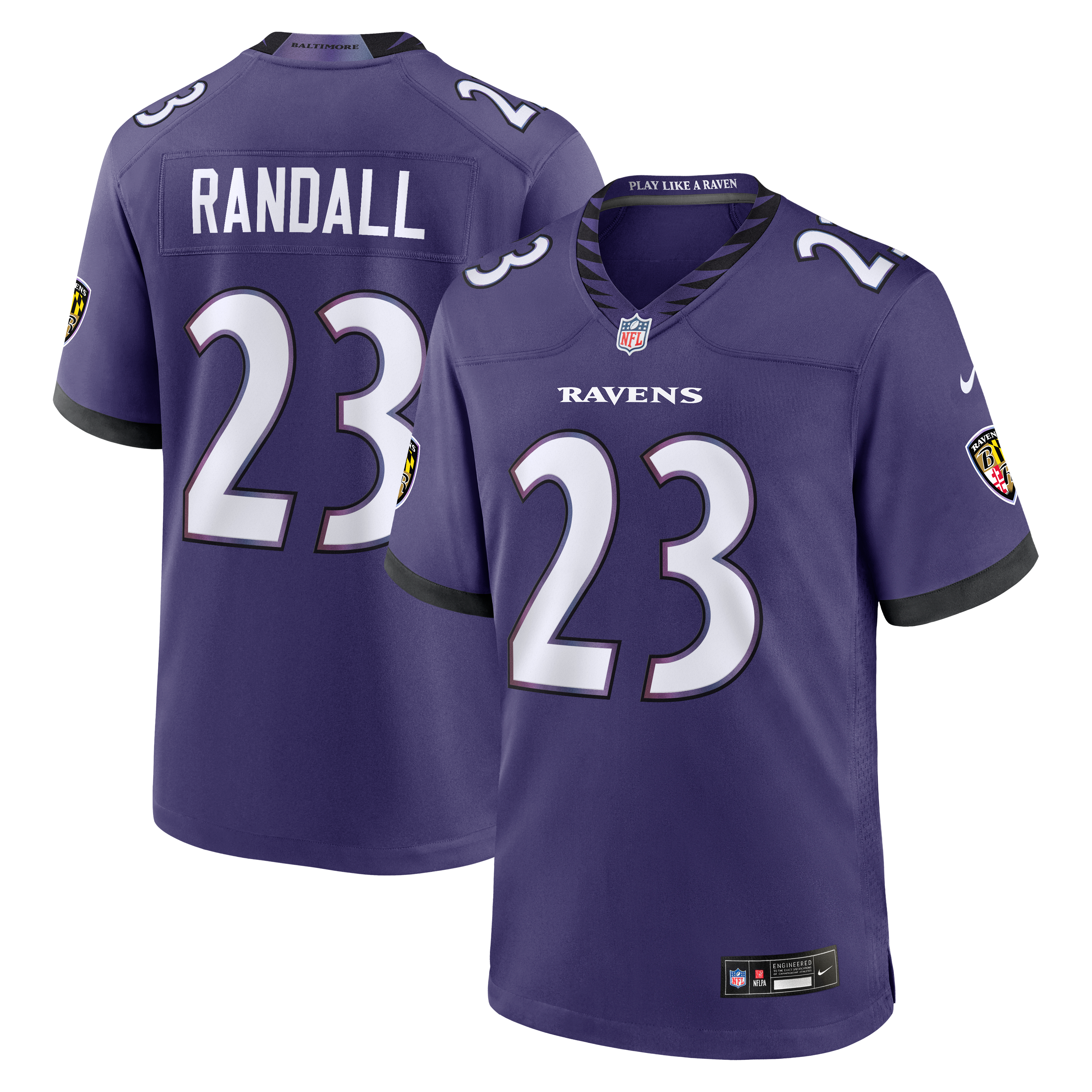 Men's Nike Adam Randall Purple Baltimore Ravens Team Game Jersey