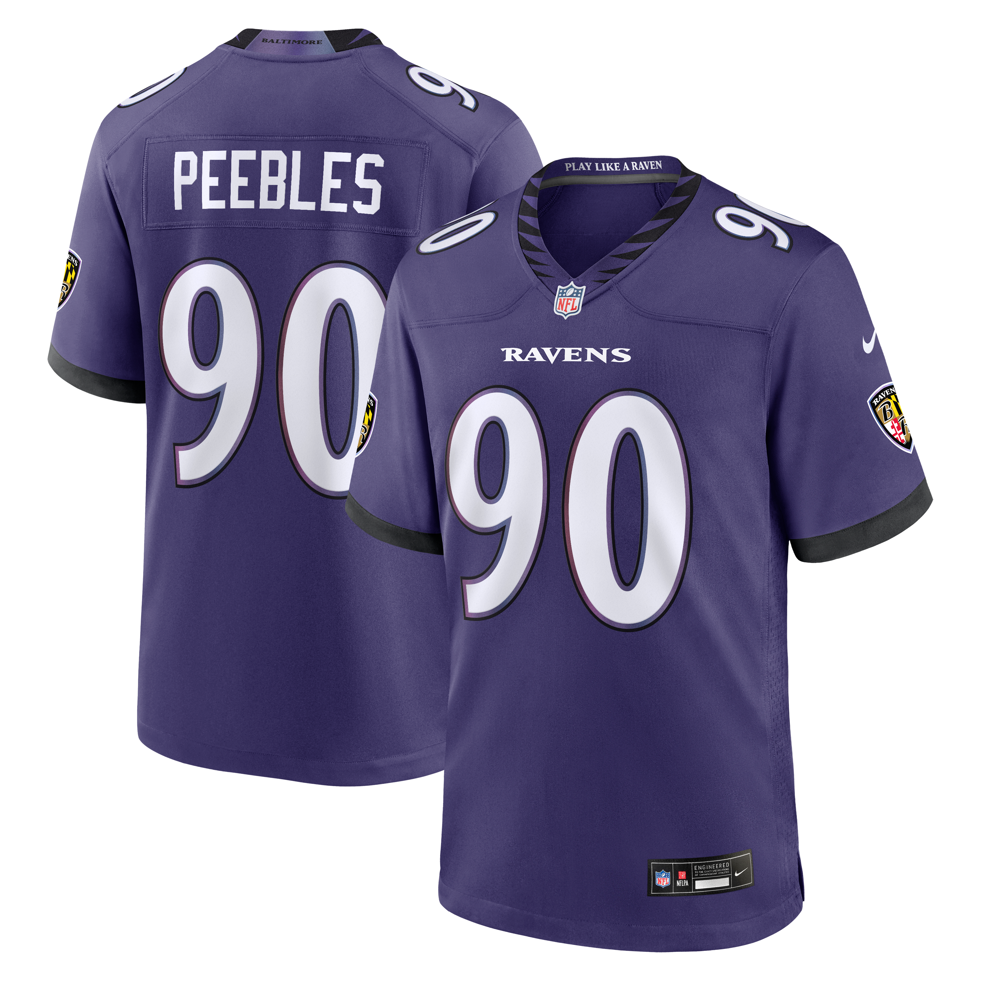 Men's Nike Aeneas Peebles Purple Baltimore Ravens Team Game Jersey