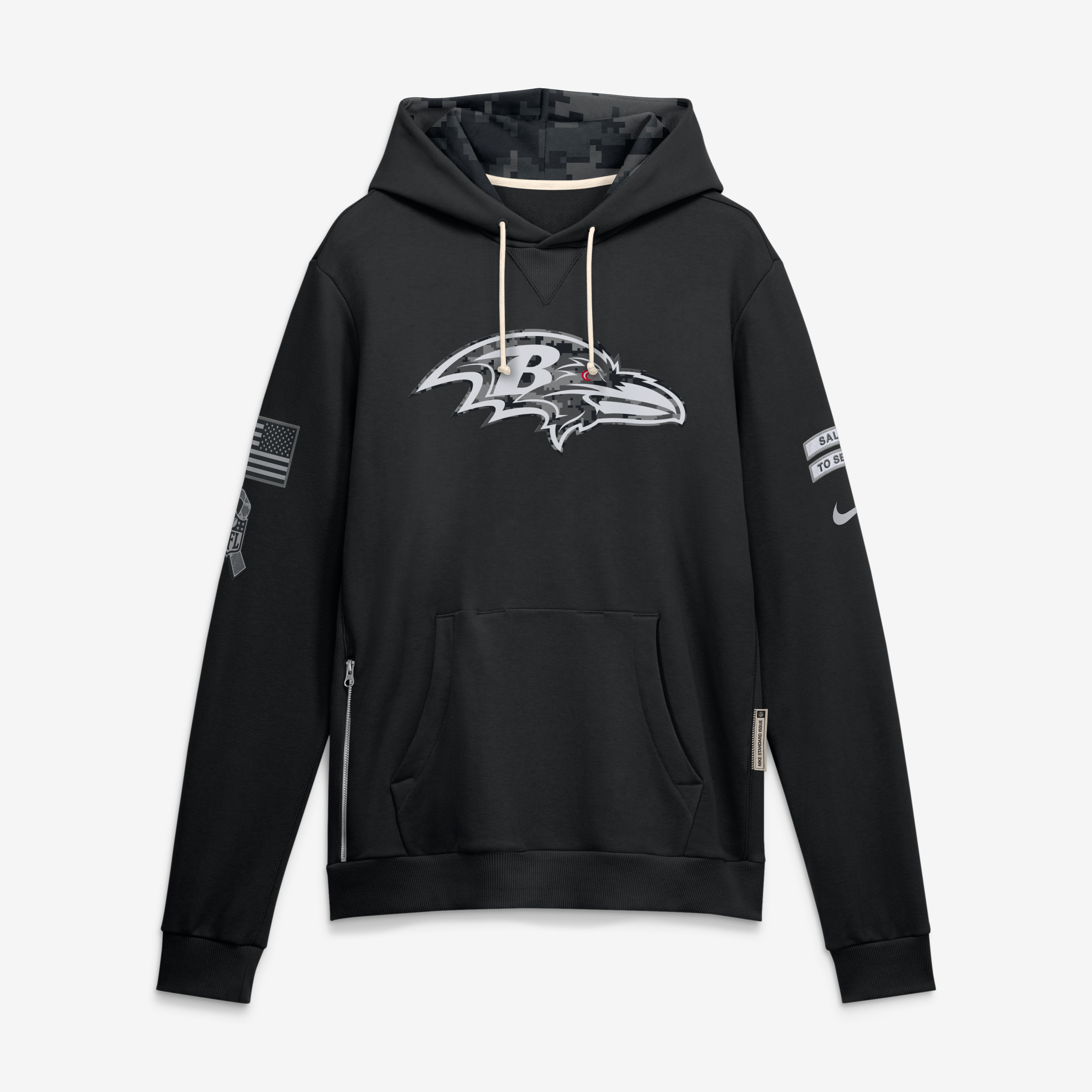 Sweat à capuche Nike noir Baltimore Ravens 2026 Salute to Service Sideline Dri-FIT pour homme