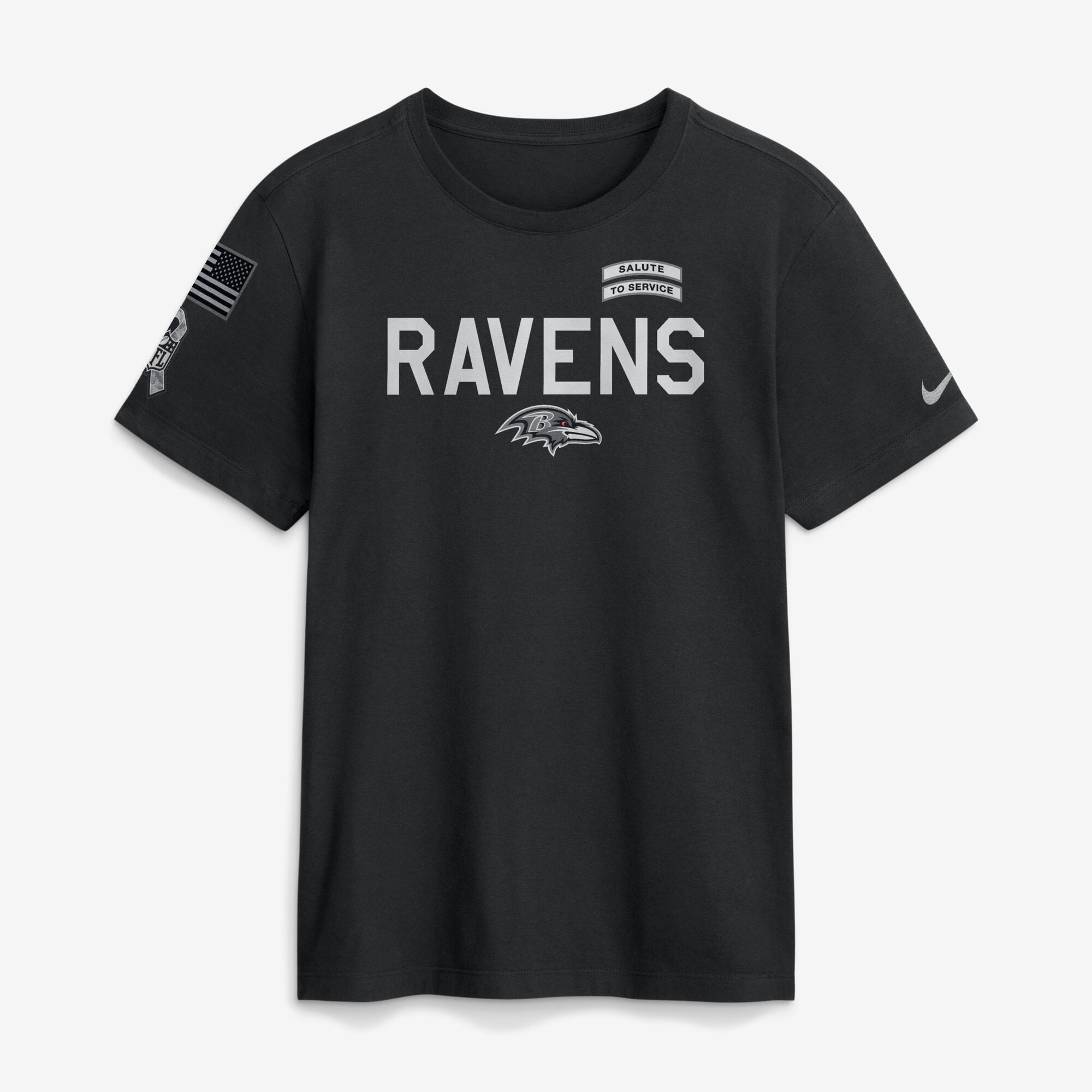 T-shirt Nike noir pour homme Baltimore Ravens 2026 Salute to Service Sideline Dri-FIT