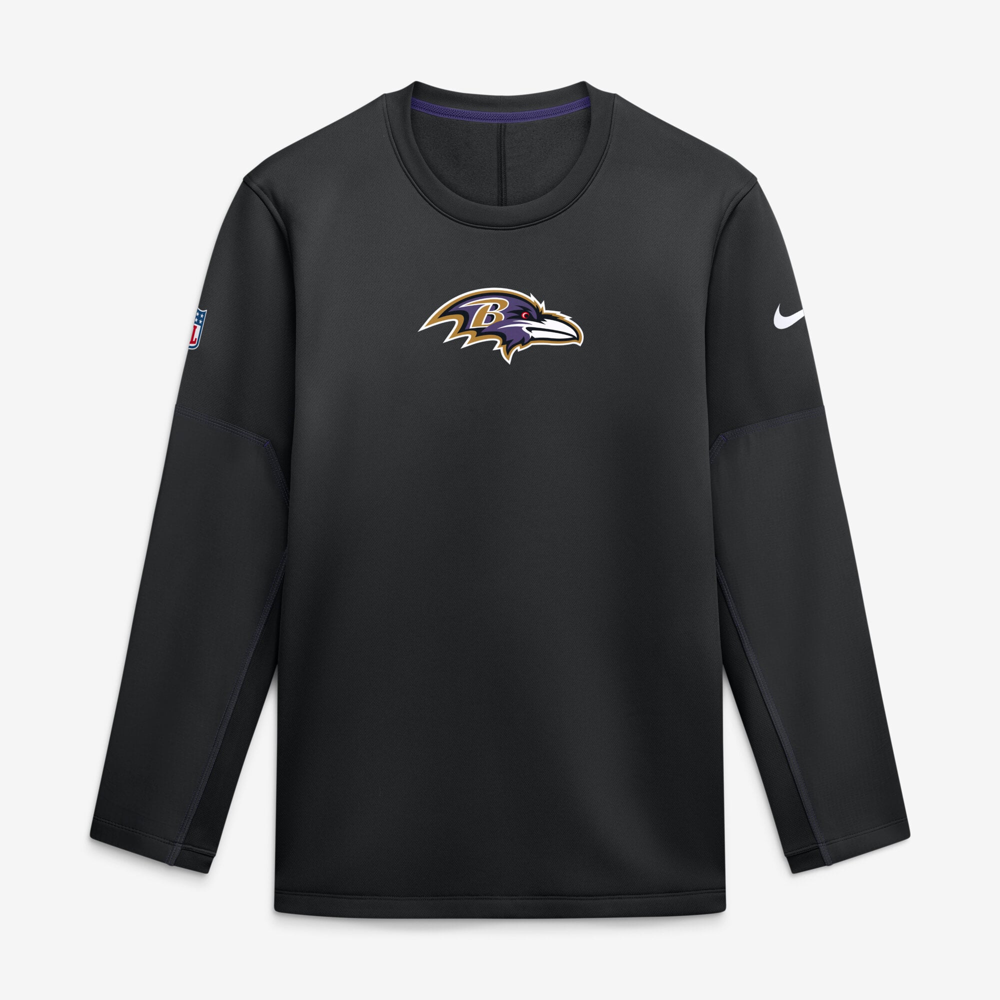 Men's Nike Black Baltimore Ravens Sideline Coaches Team Present Midweight Therma-FIT Sweatshirt