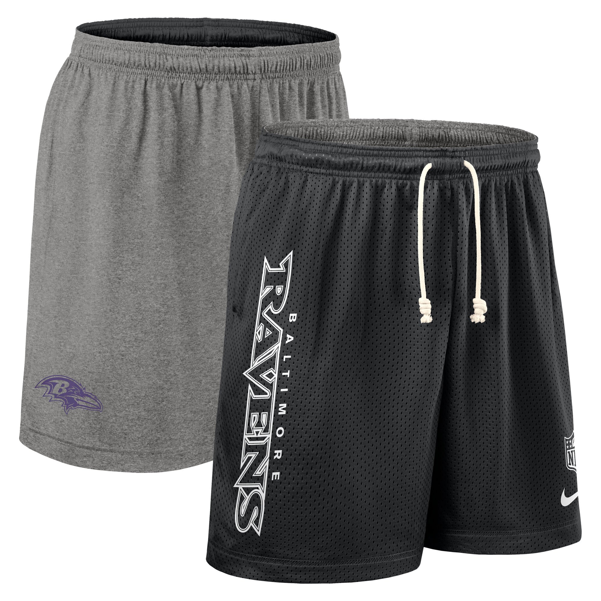 Short réversible Nike Dri-FIT noir pour homme des Baltimore Ravens