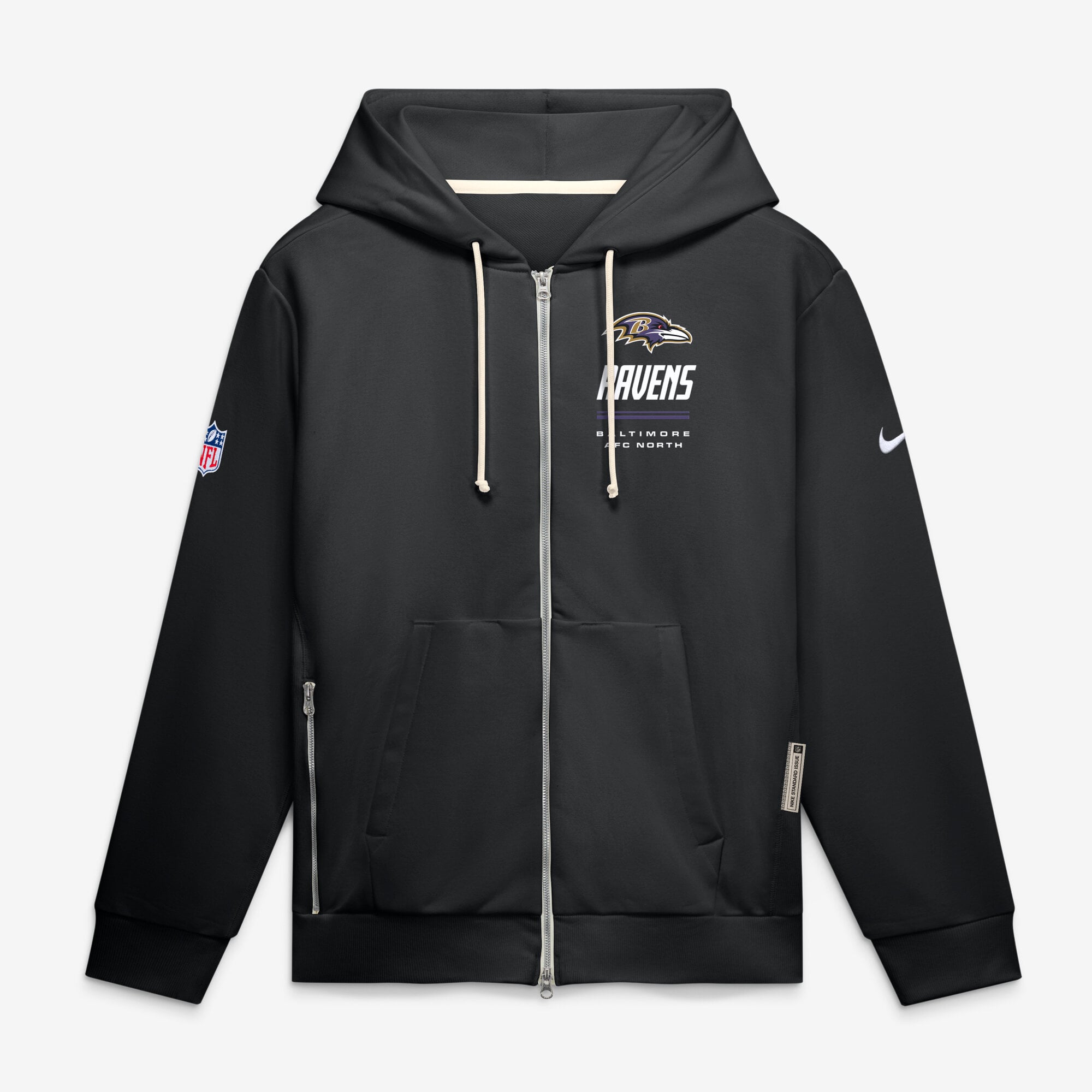 Men's Nike Black Baltimore Ravens Sideline Standard Issue Quarterback Scramble Dri-FIT Full-Zip Hoodie