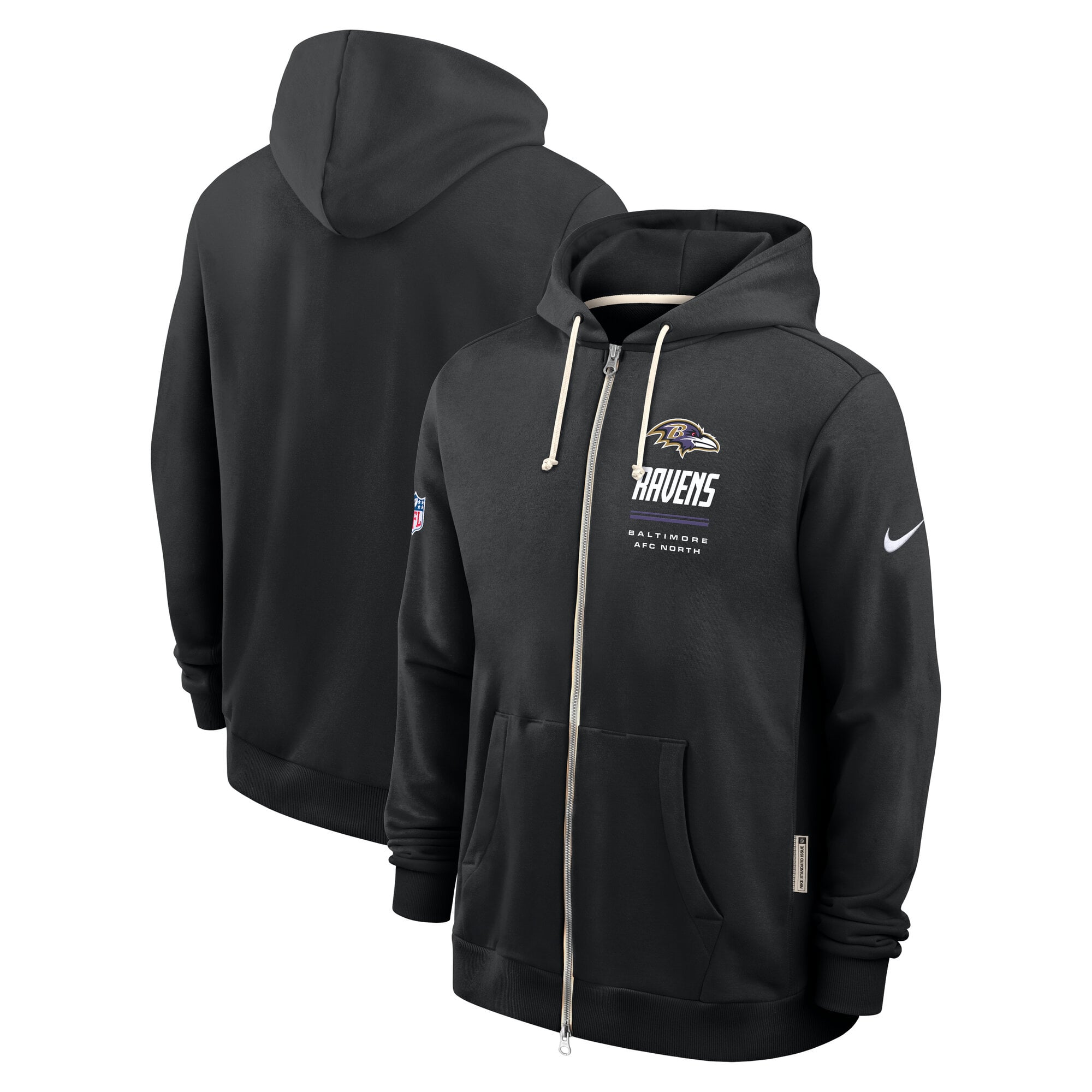 Men's Nike Black Baltimore Ravens Sideline Standard Issue Quarterback Scramble Dri-FIT Full-Zip Hoodie
