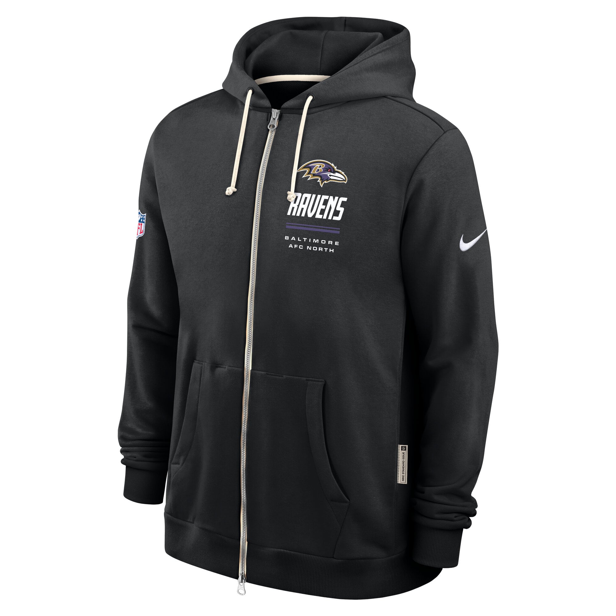 Men's Nike Black Baltimore Ravens Sideline Standard Issue Quarterback Scramble Dri-FIT Full-Zip Hoodie