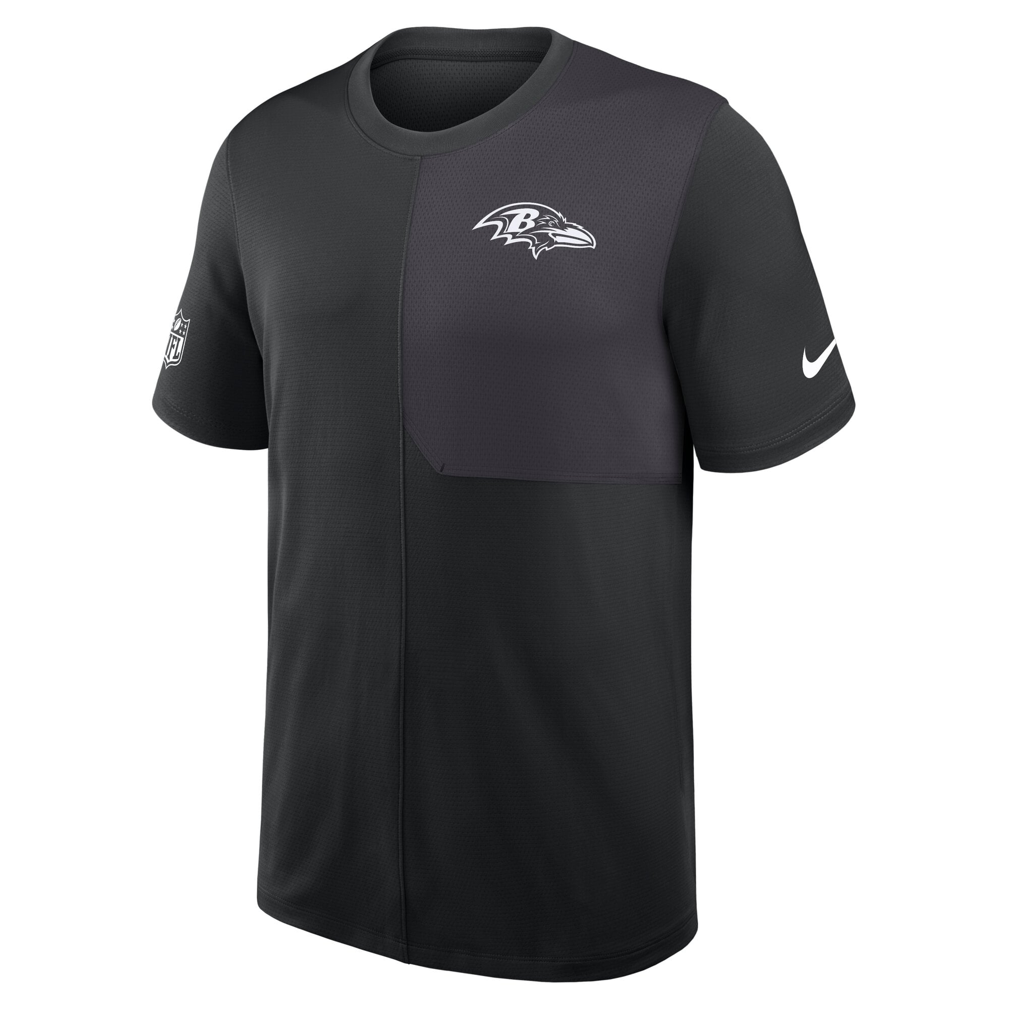 T-shirt d'entraîneur Nike Dri-Fit Sideline UV pour homme, noir, Baltimore Ravens