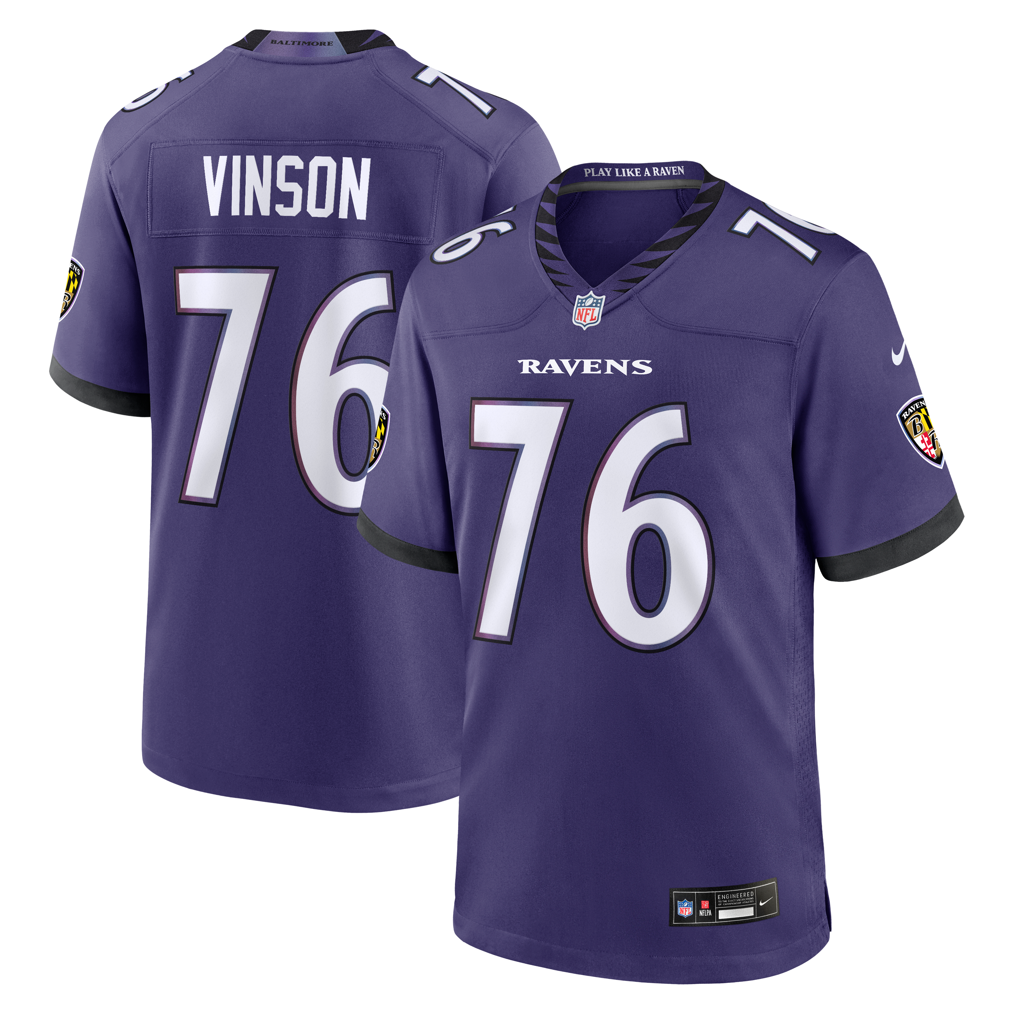 Men's Nike Carson Vinson Purple Baltimore Ravens Team Game Jersey