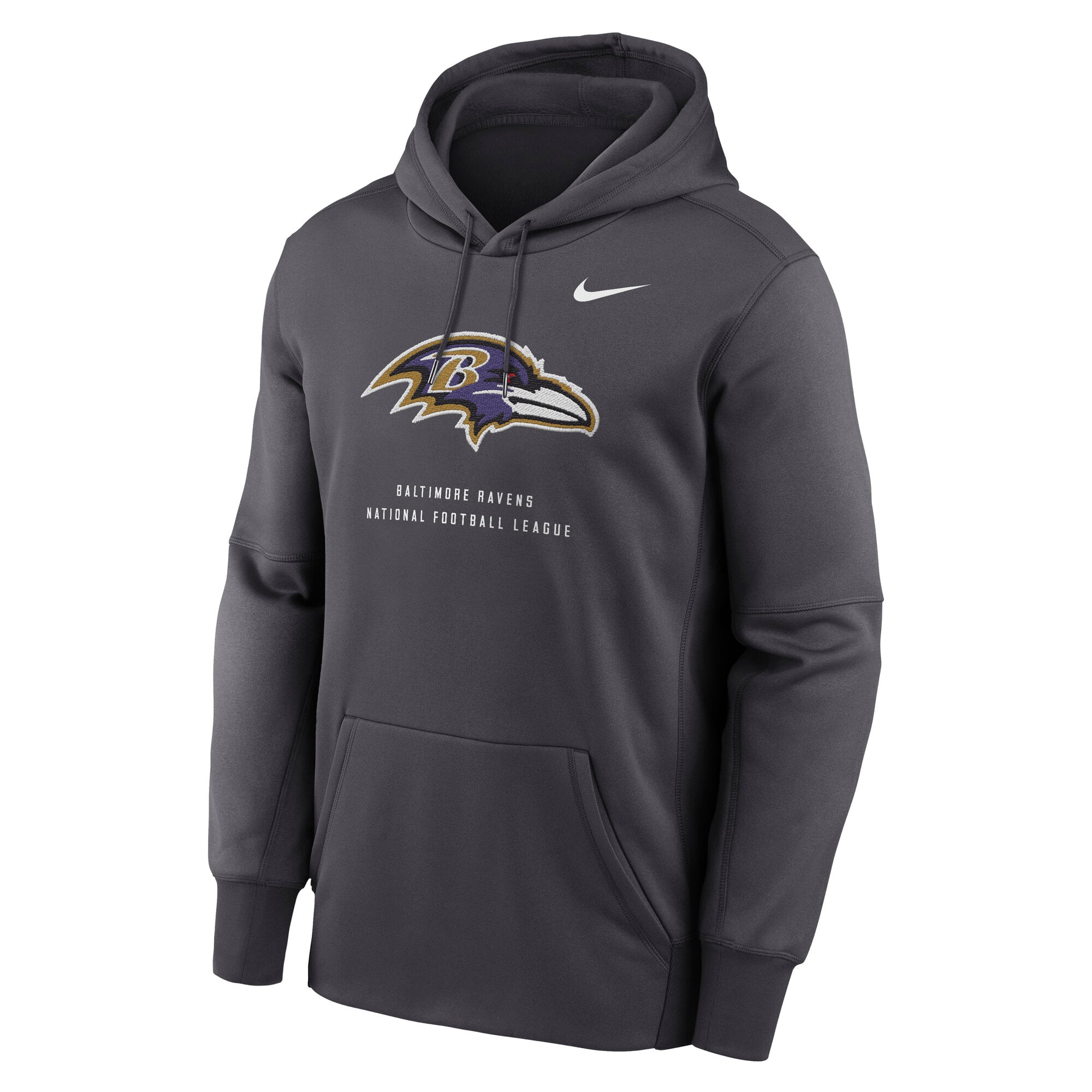 Men's Nike Charcoal Baltimore Ravens Toss Sweep Therma-FIT Hoodie