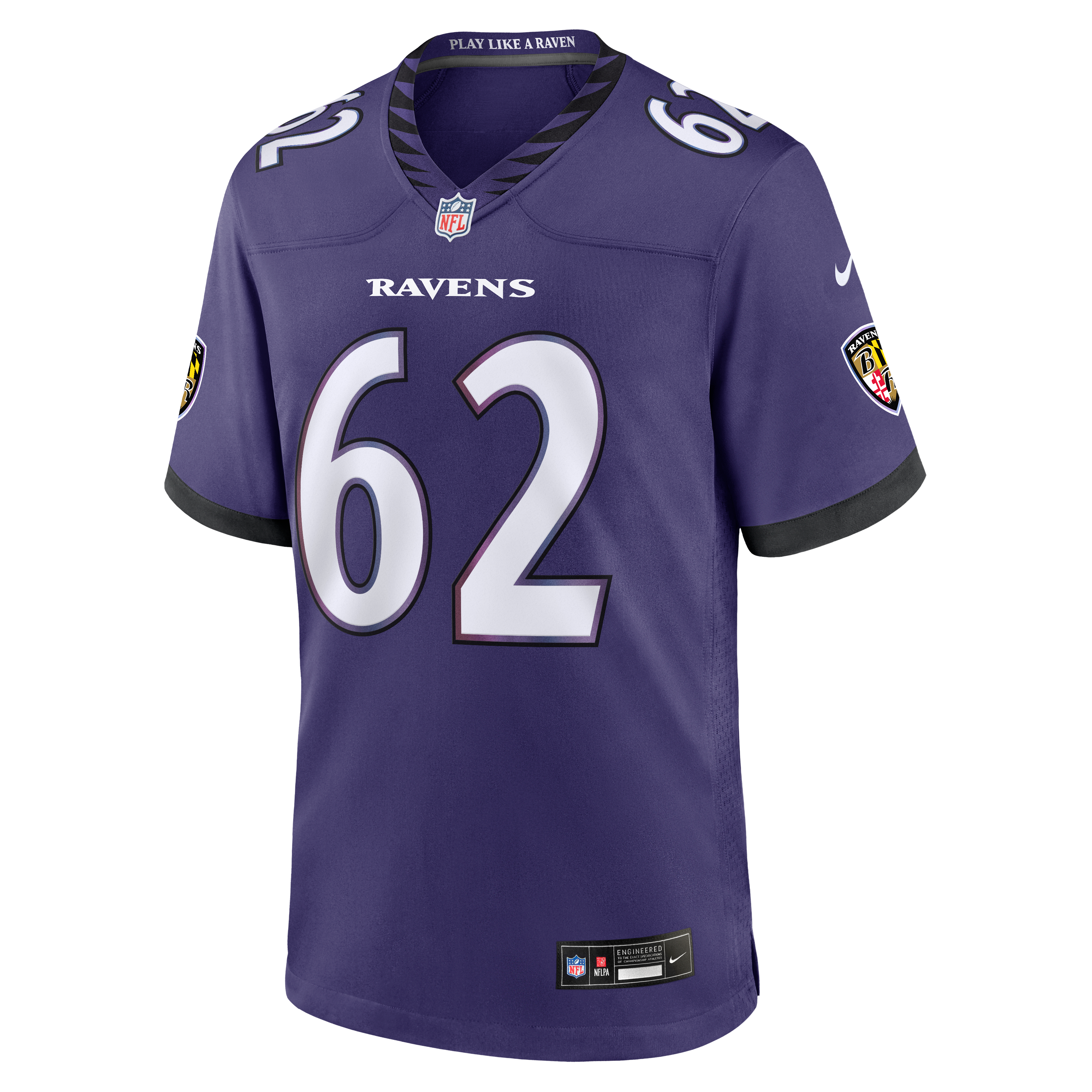 Maillot de match Nike Chuma Edoga violet des Ravens Baltimore pour homme