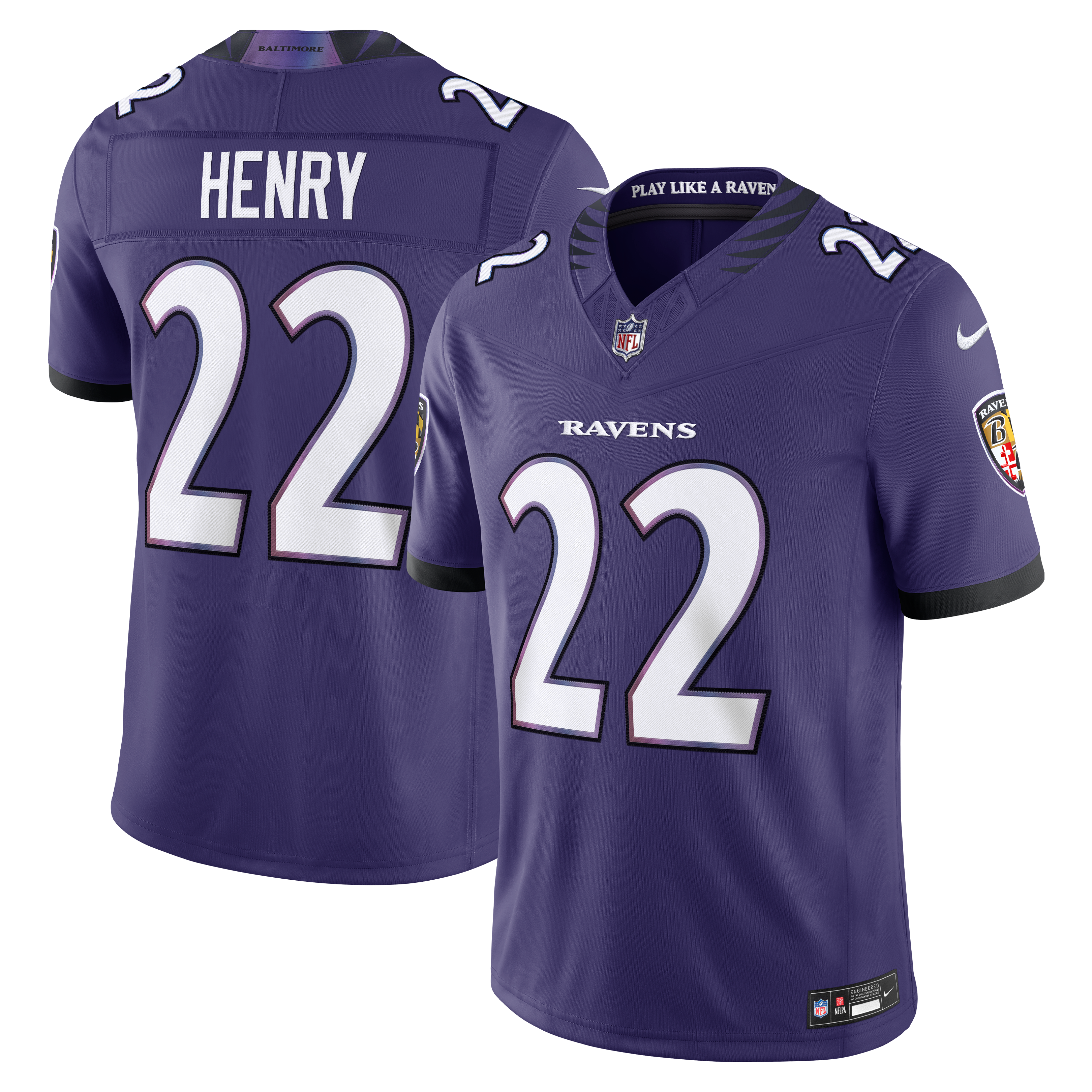 Men's Nike Derrick Henry Purple Baltimore Ravens Team Vapor F.U.S.E. Stitched Limited Jersey