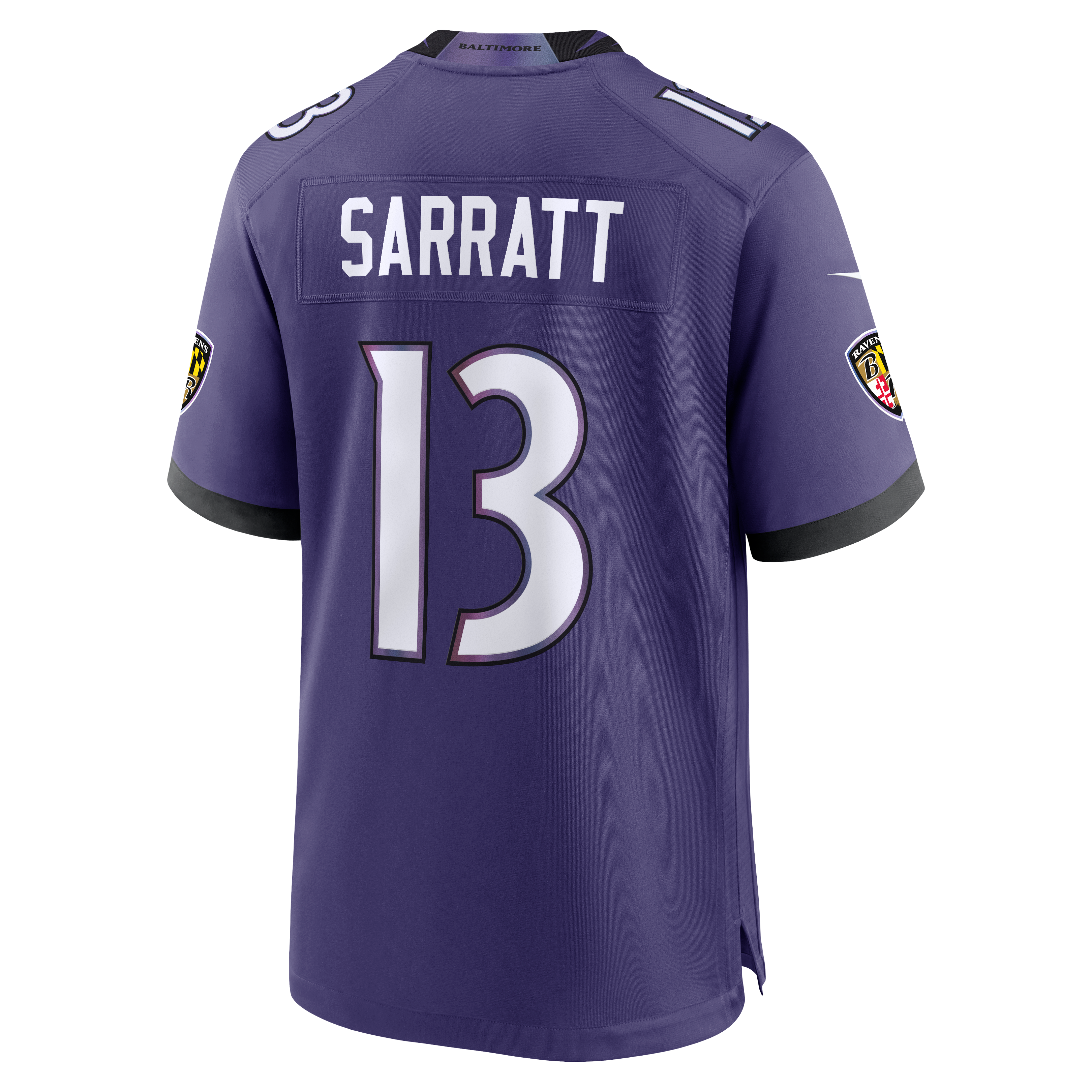 Men's Nike Elijah Sarratt Purple Baltimore Ravens Team Game Jersey