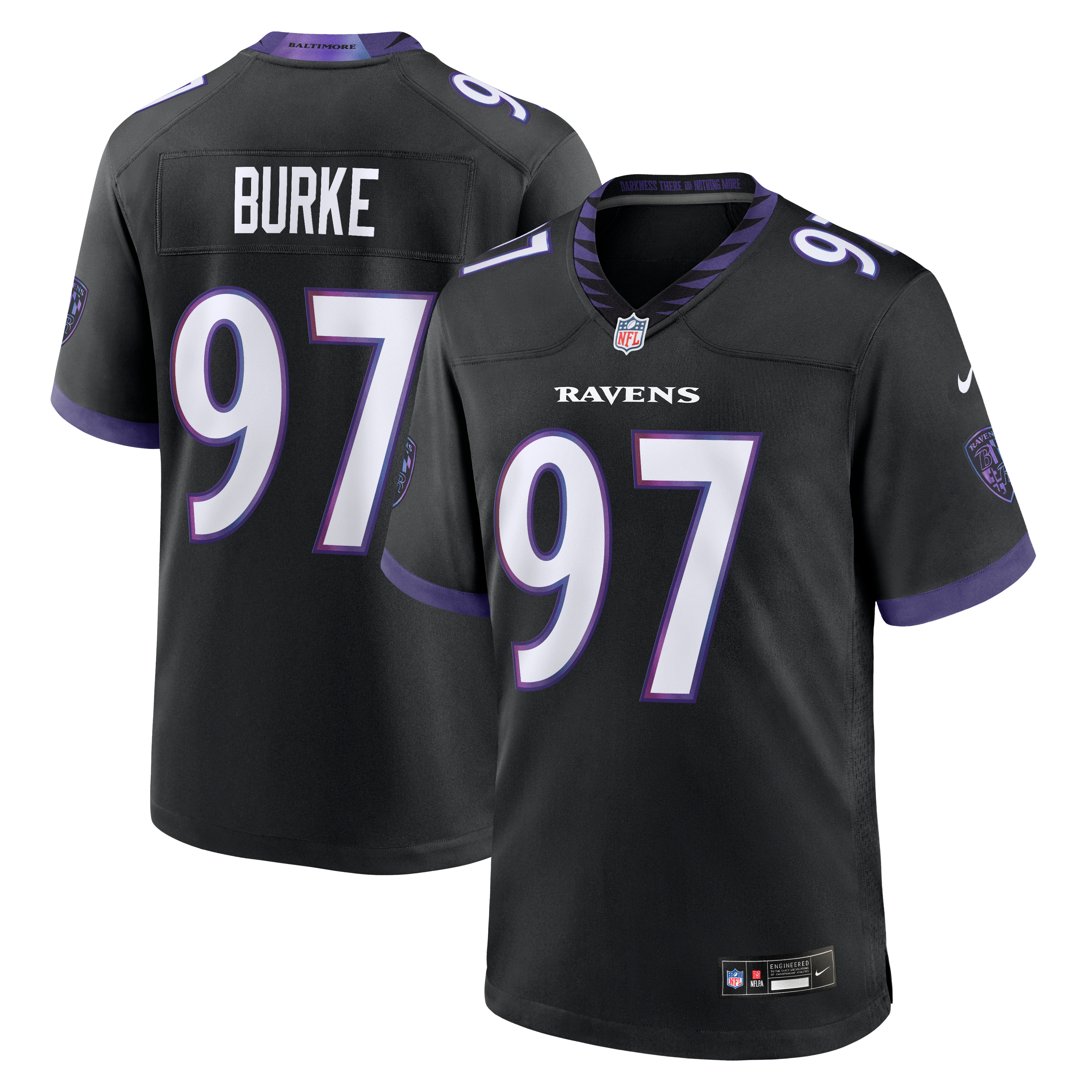 Men's Nike Ethan Burke Black Baltimore Ravens Alternate Game Jersey
