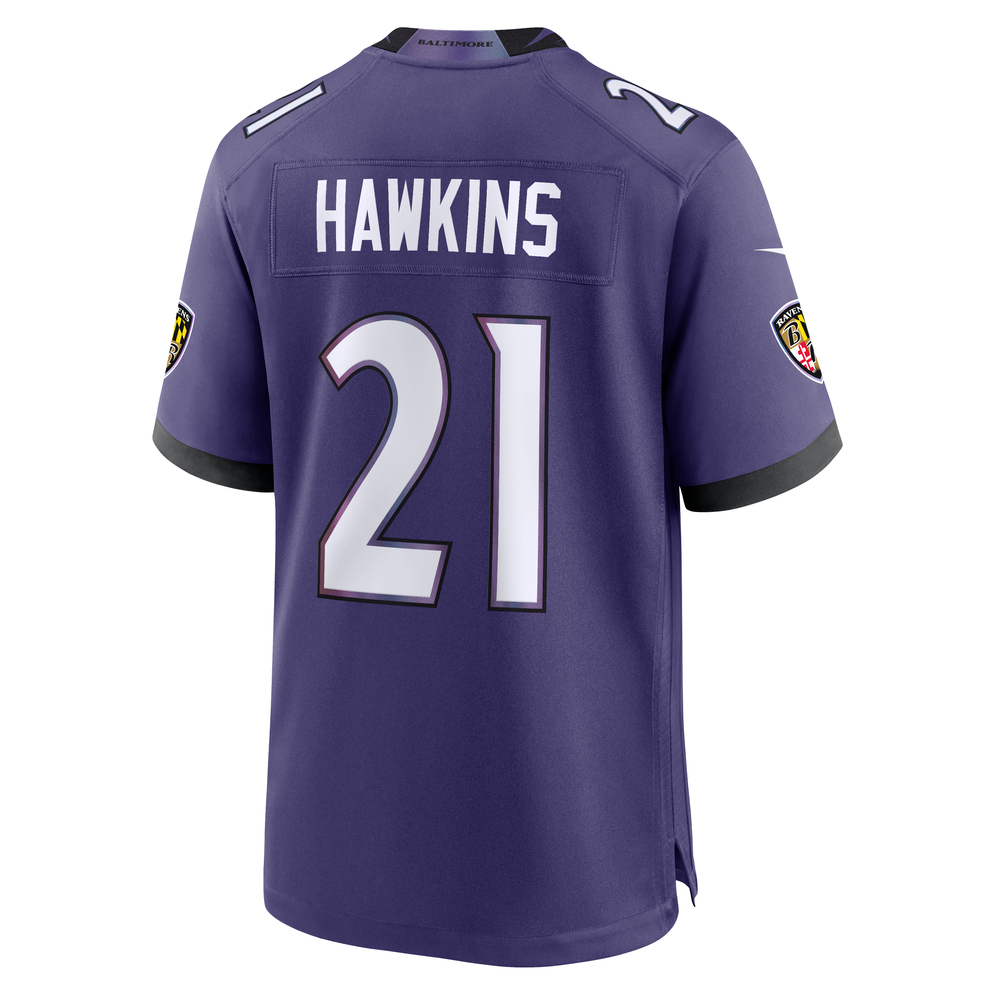 Men's Nike Jaylinn Hawkins Purple Baltimore Ravens Team Game Jersey