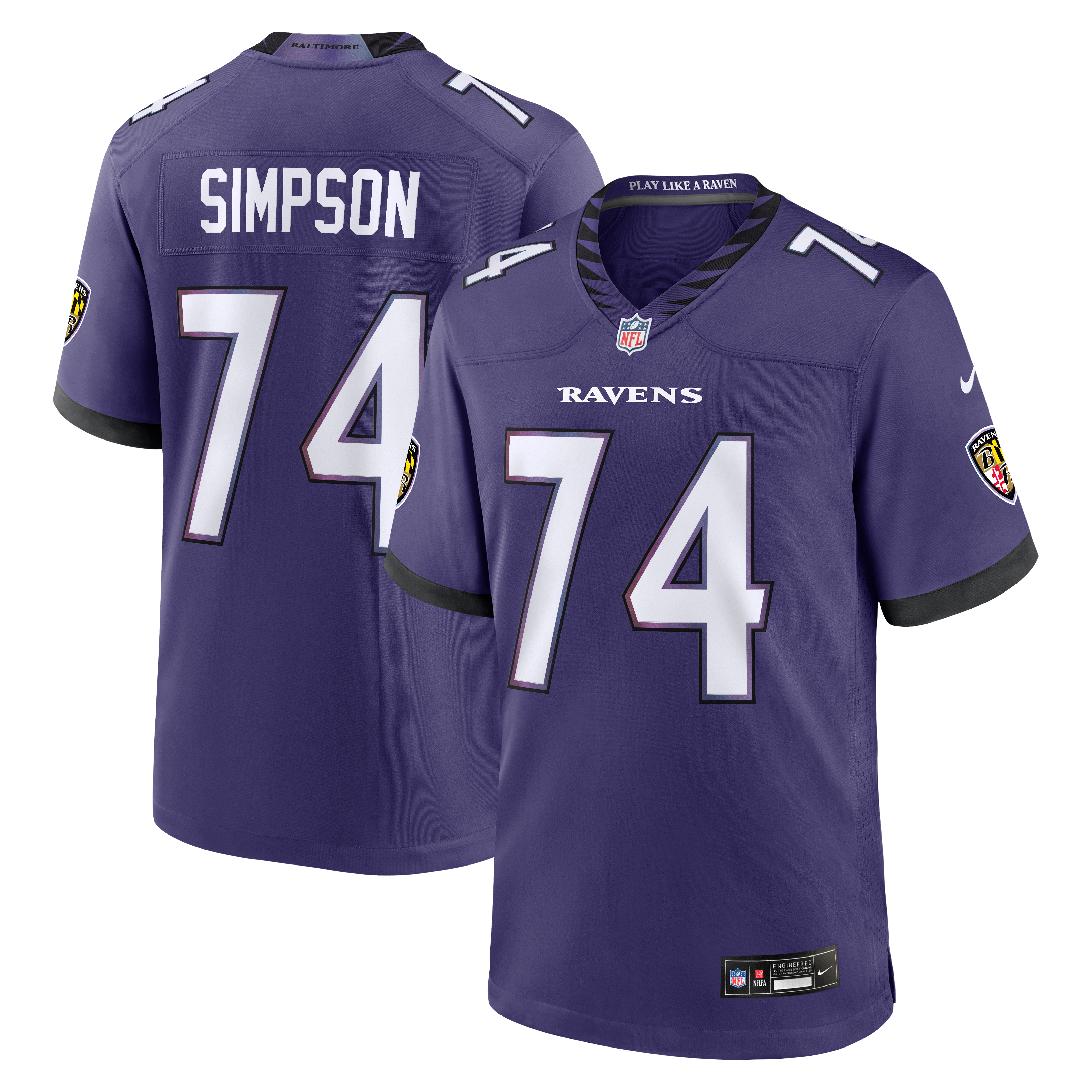 Men's Nike John Simpson Purple Baltimore Ravens Team Game Jersey