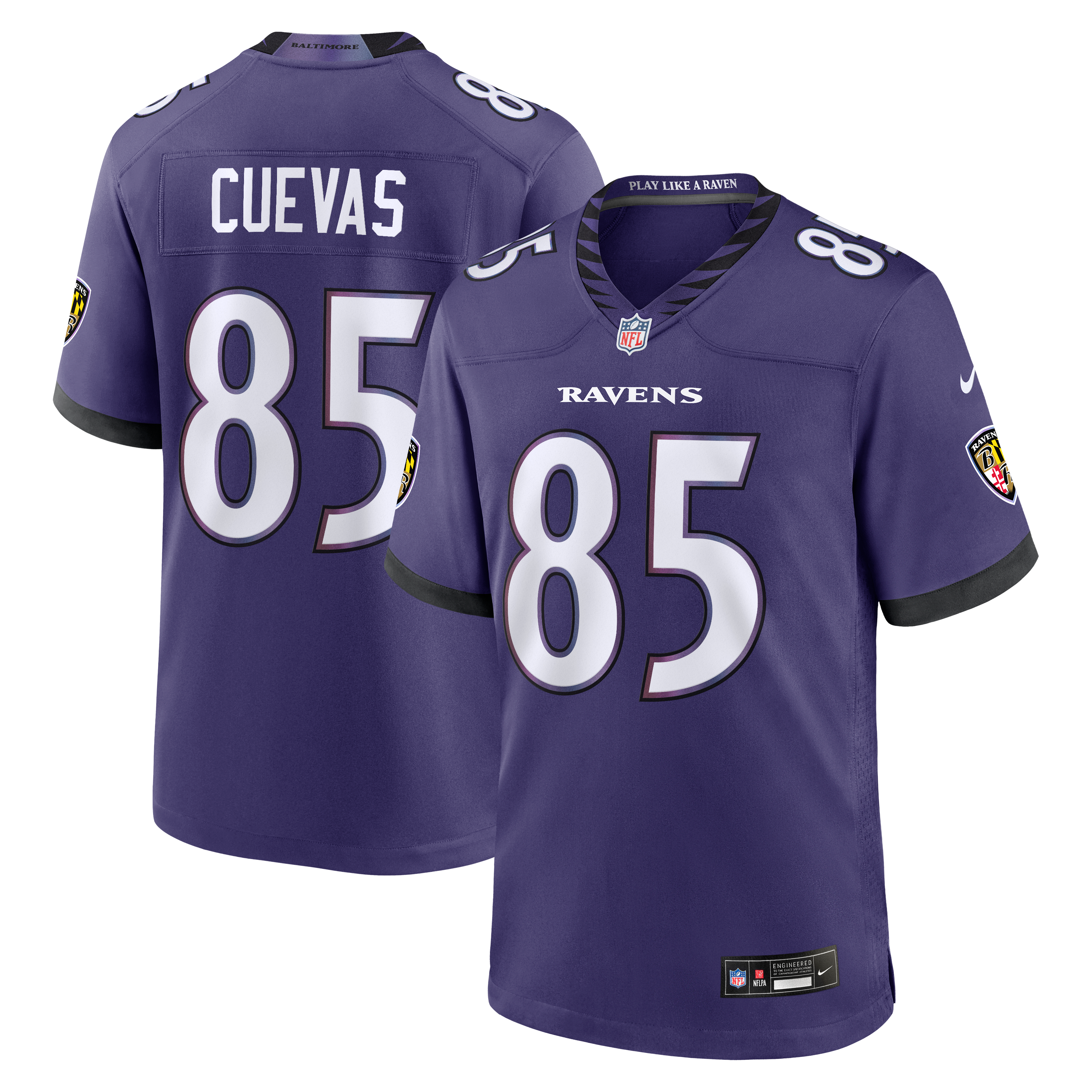 Men's Nike Josh Cuevas Purple Baltimore Ravens Team Game Jersey