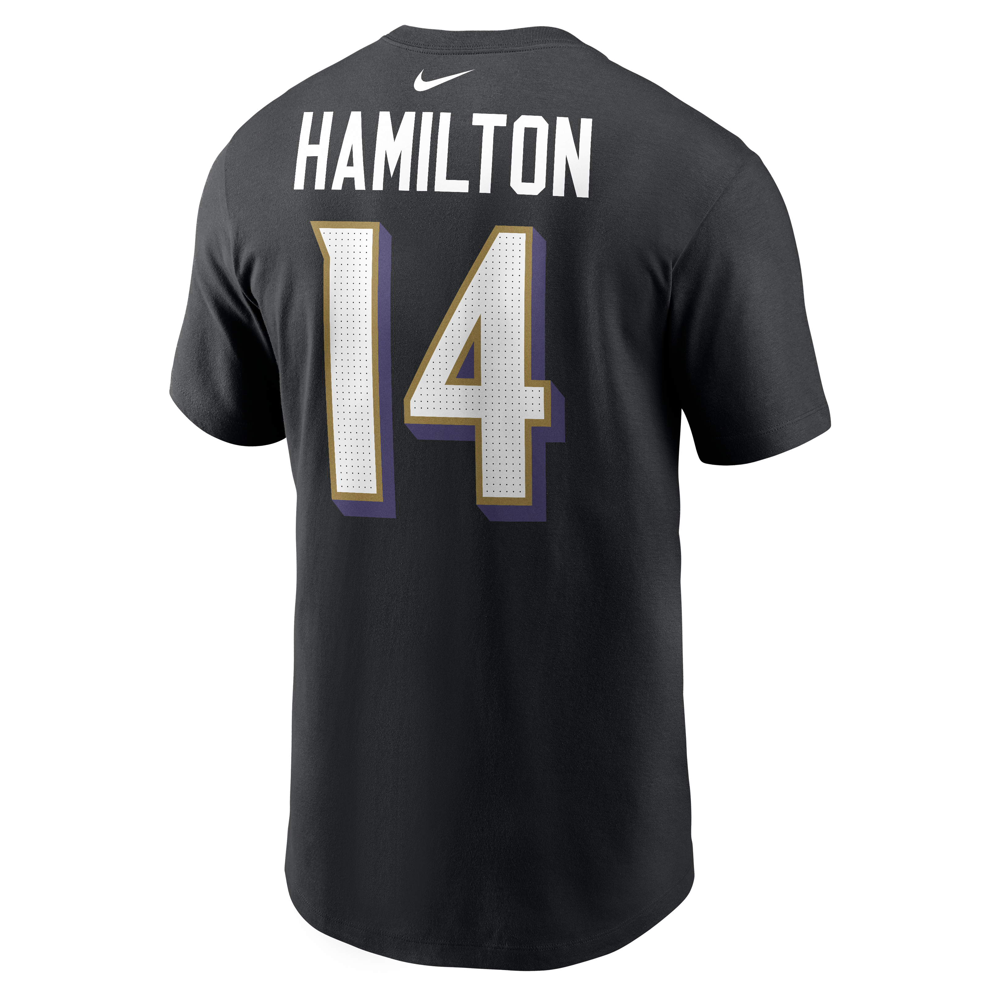 T-shirt Nike Kyle Hamilton noir pour homme, avec nom et numéro des Ravens de Baltimore