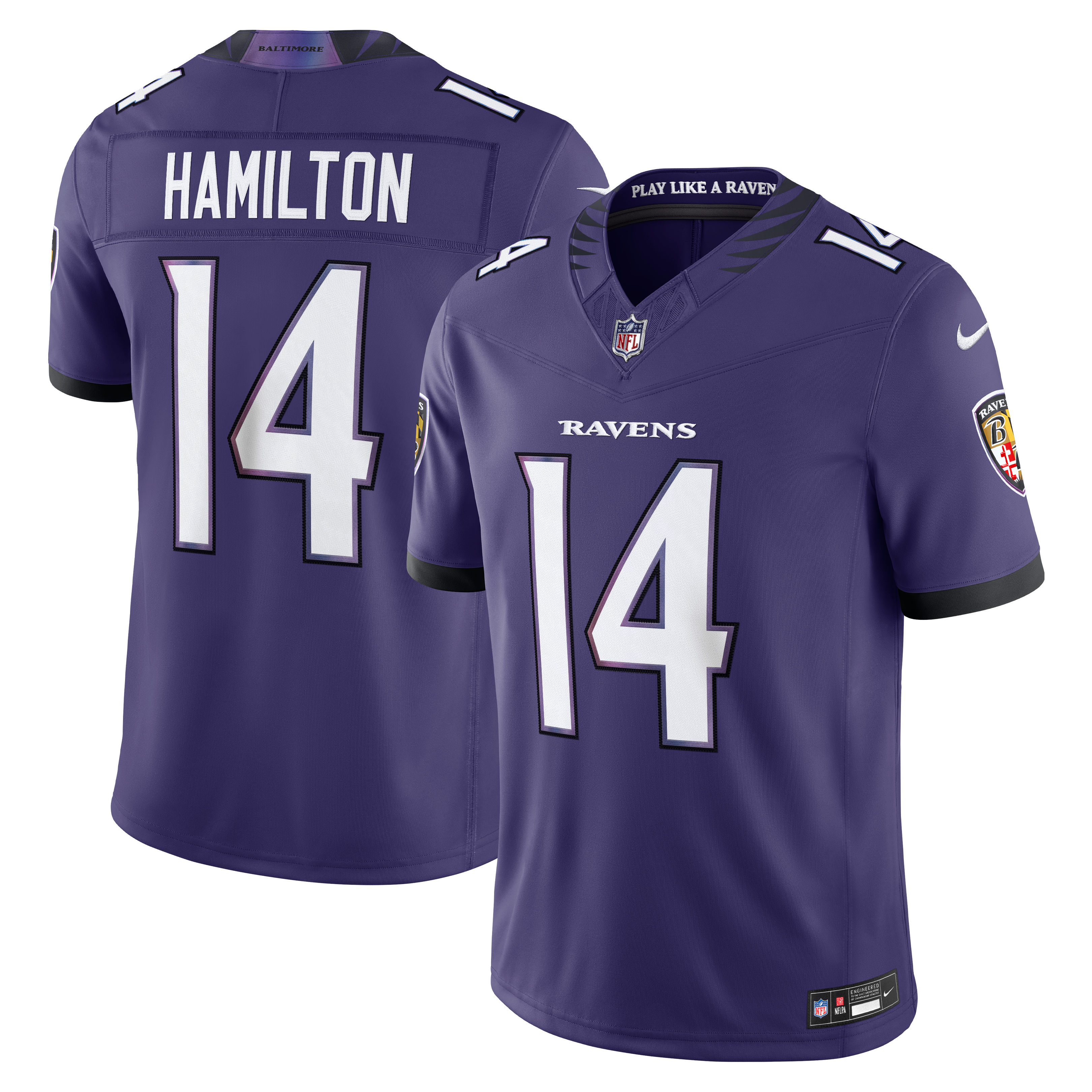 Maillot Nike Kyle Hamilton violet Baltimore Ravens Team Vapor F.U.S.E. édition limitée cousue pour homme