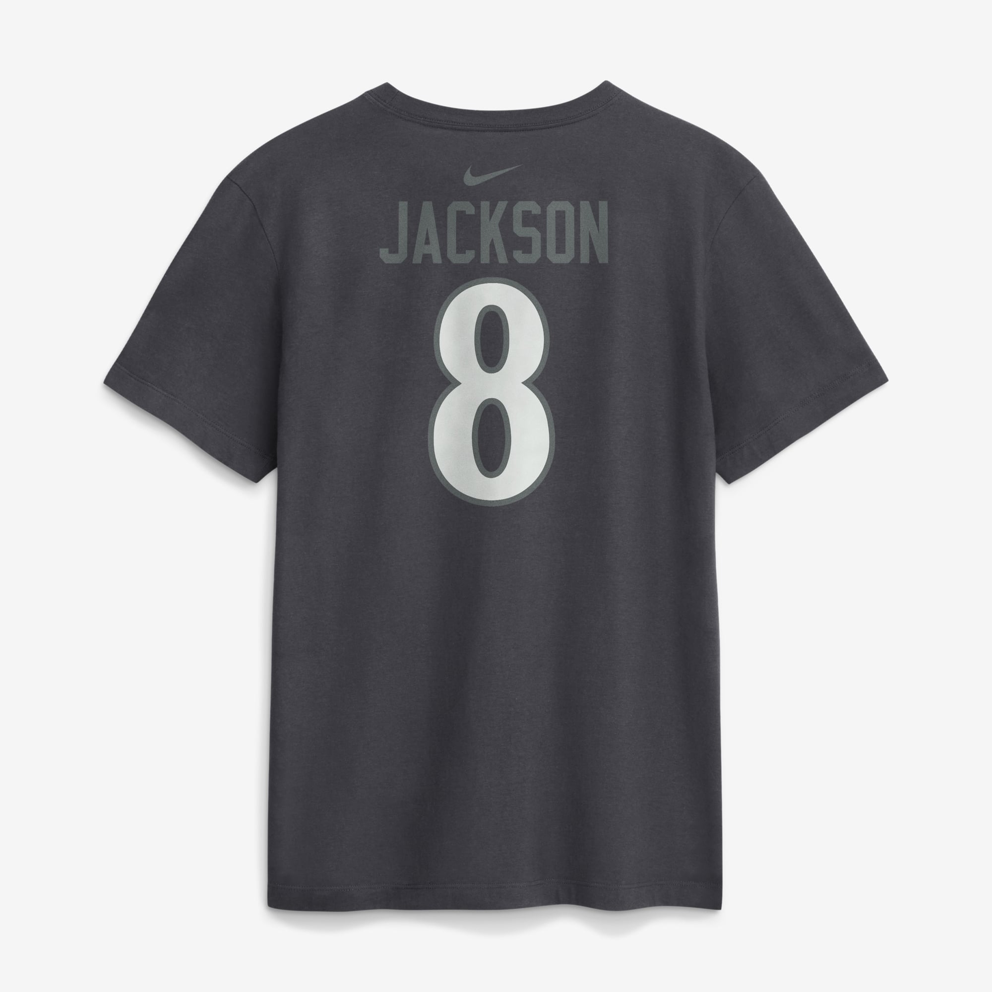 T-shirt Nike Lamar Jackson anthracite Baltimore Ravens pour homme, avec nom et numéro