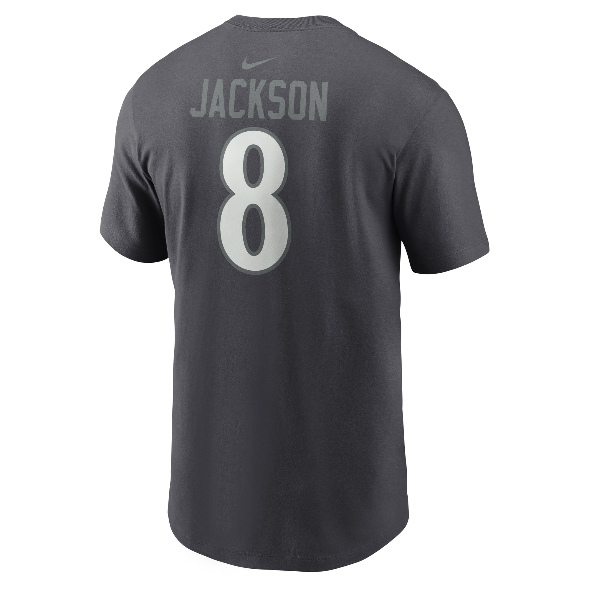 T-shirt Nike Lamar Jackson anthracite Baltimore Ravens pour homme, avec nom et numéro