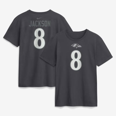 Lamar Jackson Baltimore Ravens Nike Name & Number T-Shirt - Anthracite