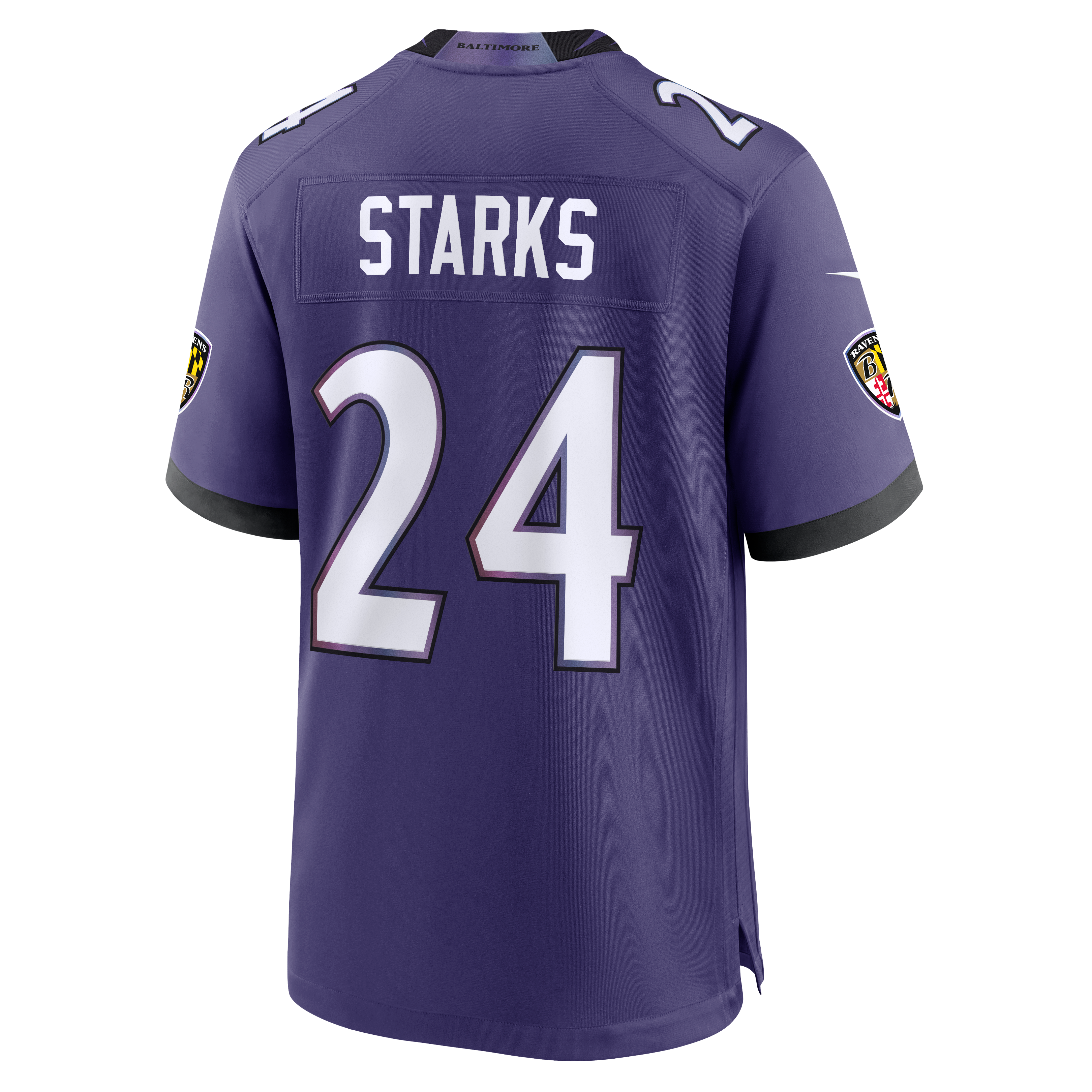 Maillot de match Nike Malaki Starks violet des Ravens Baltimore pour homme