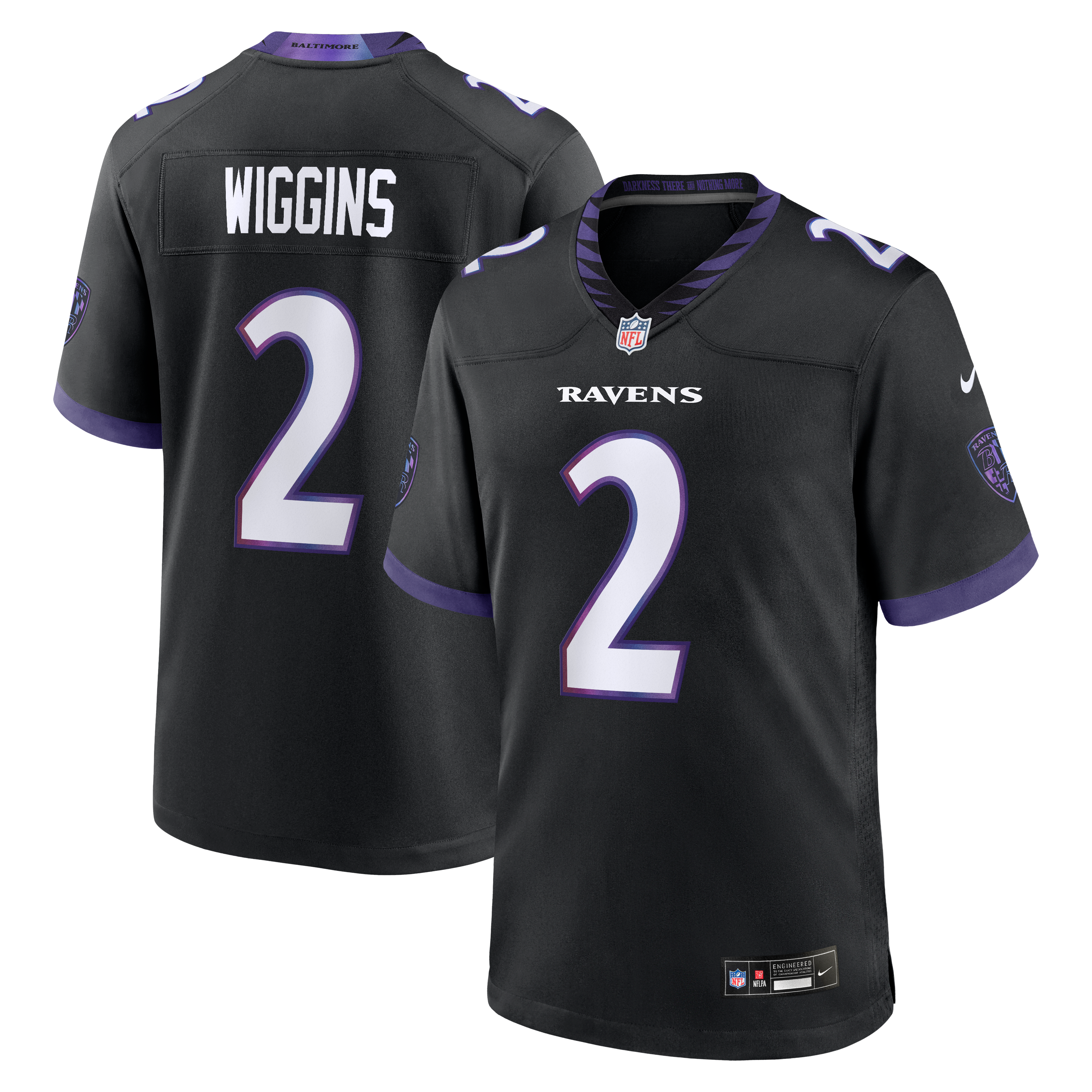 Men's Nike Nate Wiggins Purple Baltimore Ravens Team Game Jersey