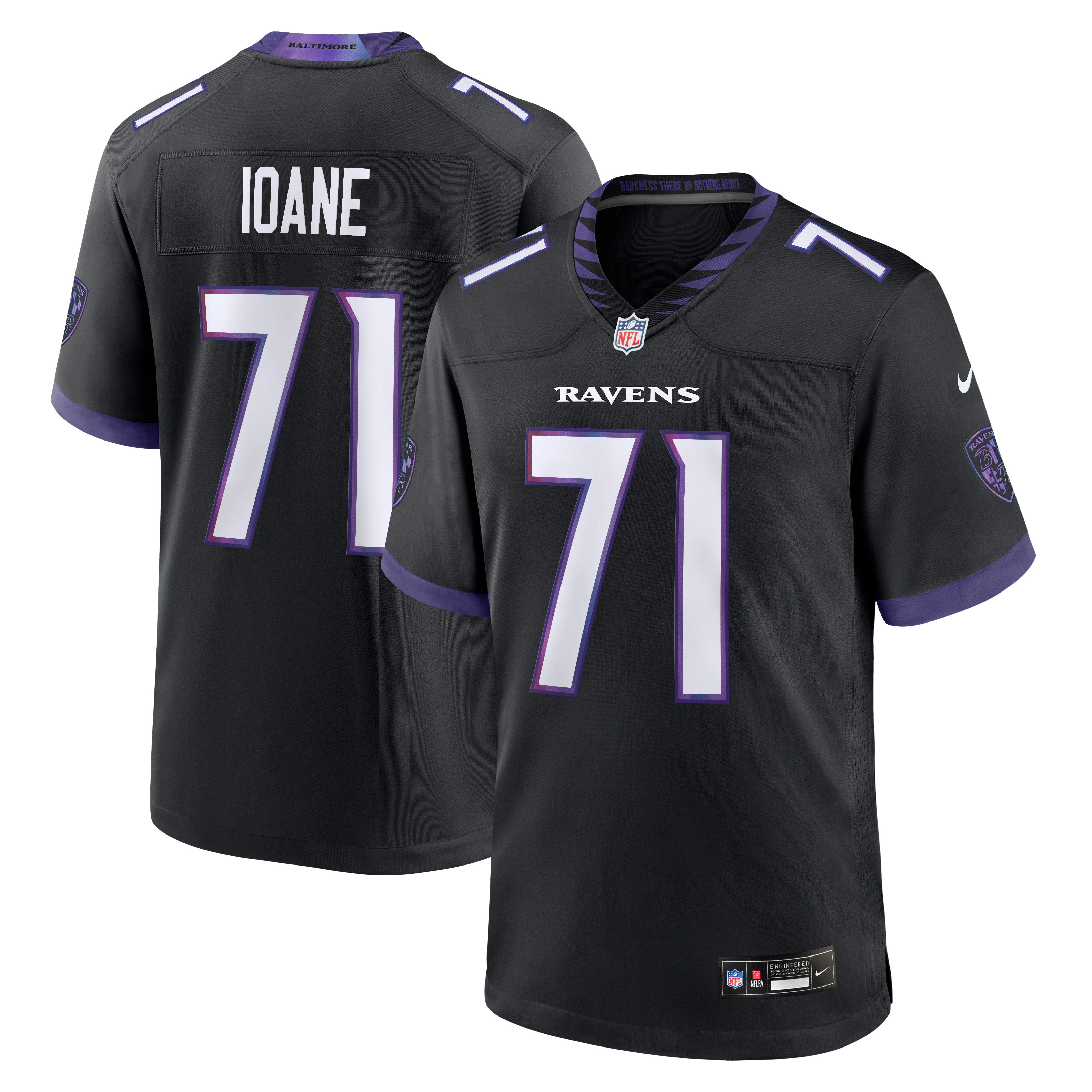 Men's Nike Olaivavega Ioane White Baltimore Ravens Game Jersey