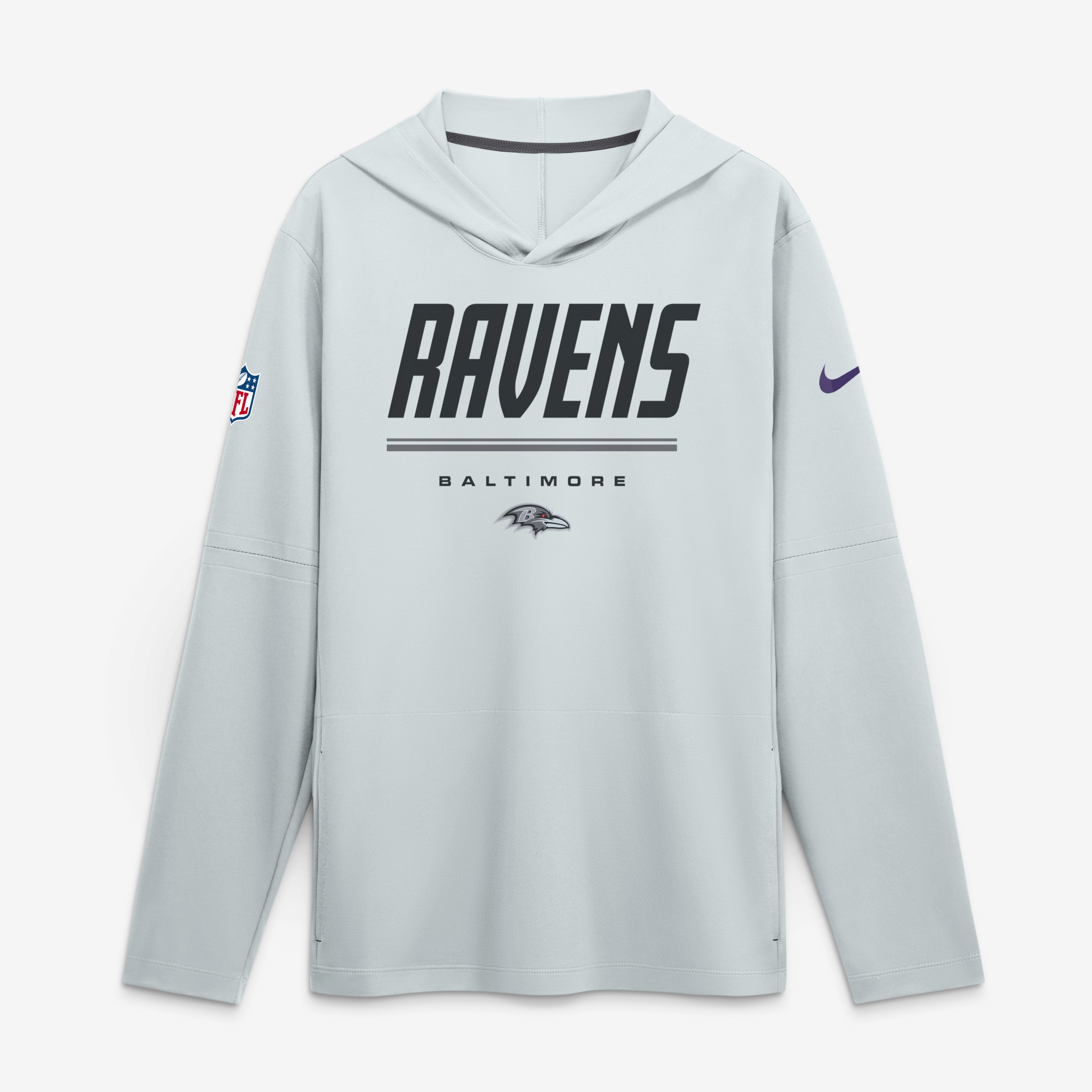 Men's Nike Purple Baltimore Ravens Sideline Game On Lightweight Long Sleeve Hooded Dri-FIT Top