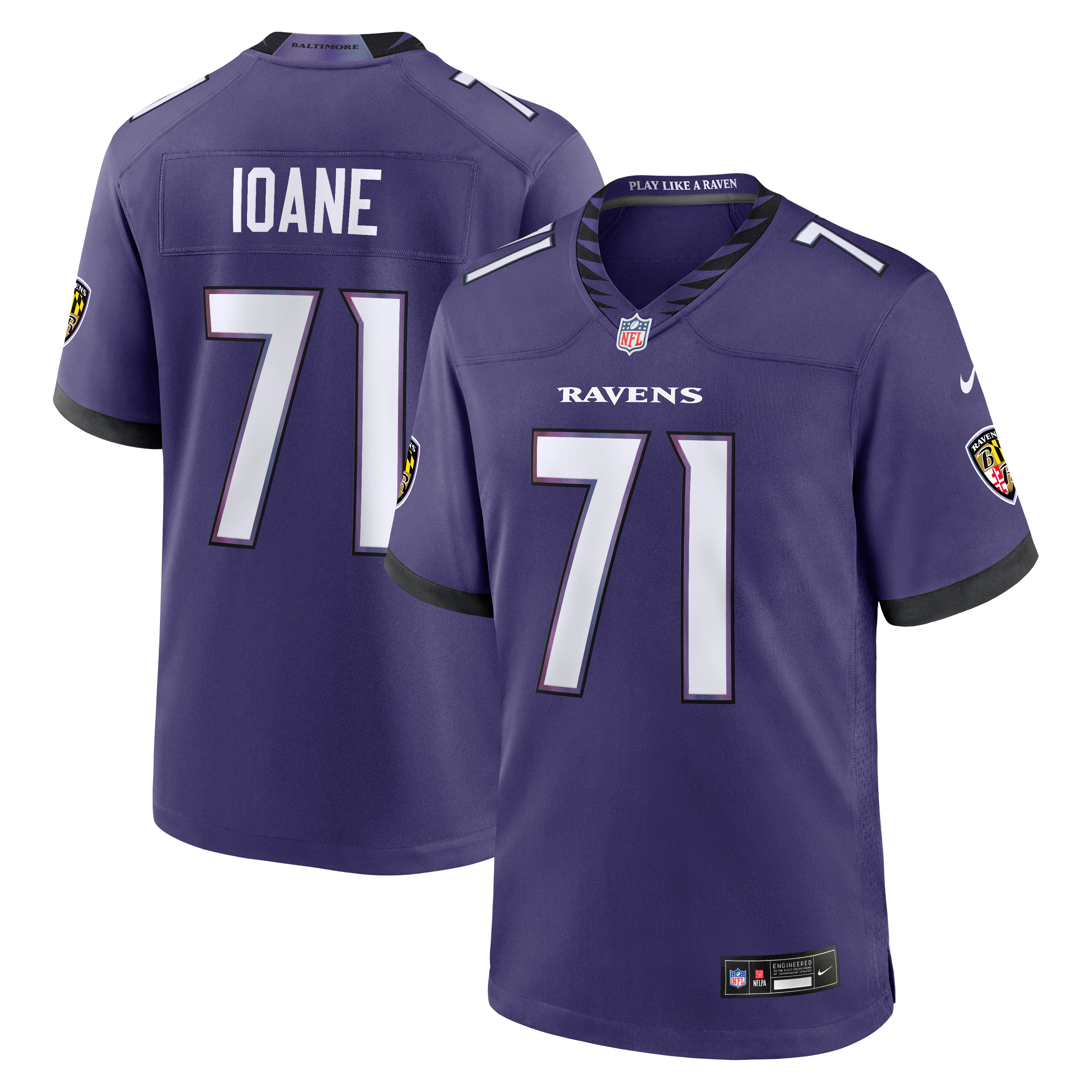 Maillot de match Nike violet pour homme des Ravens Baltimore, Olaivavega Ioane