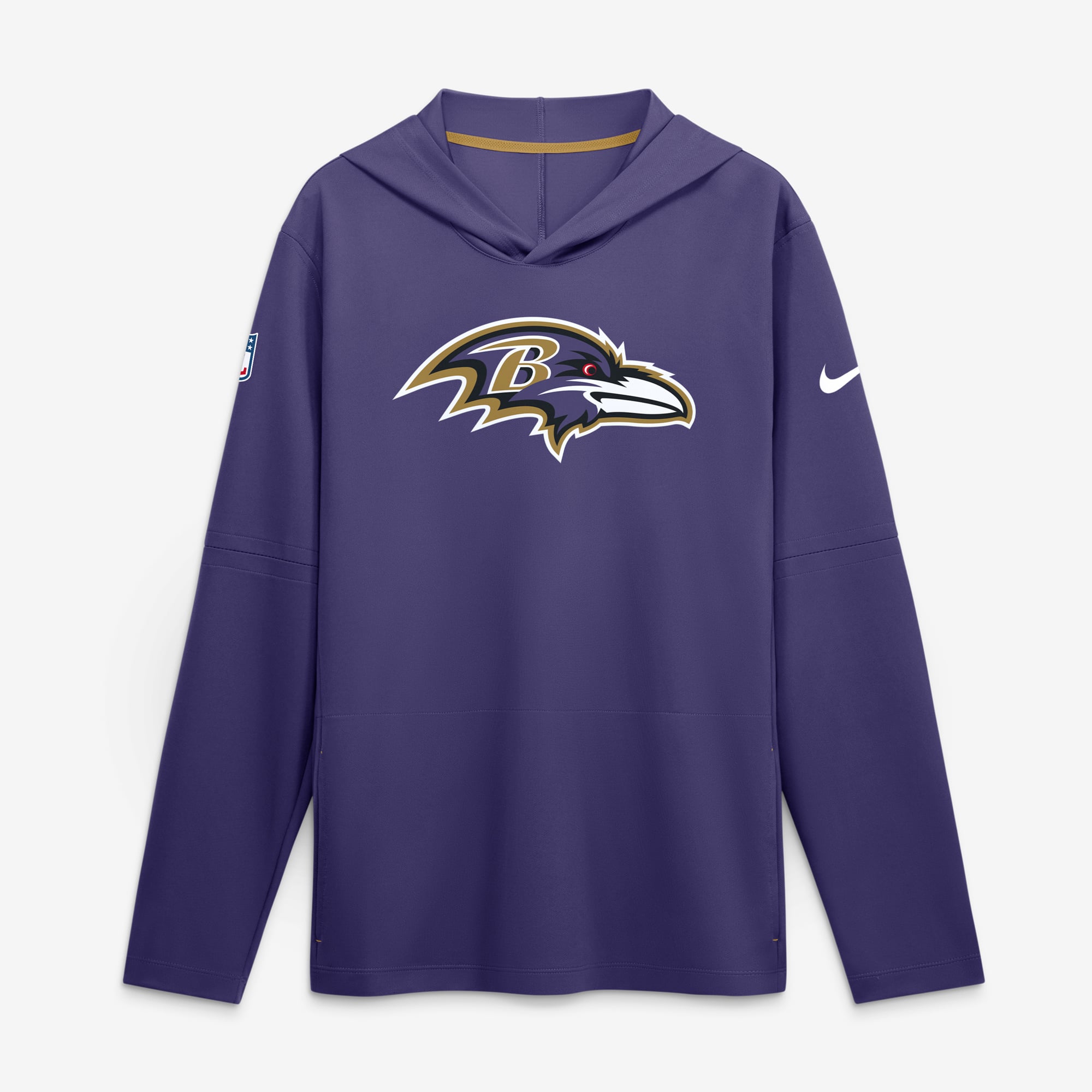 Men's Nike Purple Baltimore Ravens Sideline Alternate Lightweight Long Sleeve Hooded Dri-FIT T-Shirt