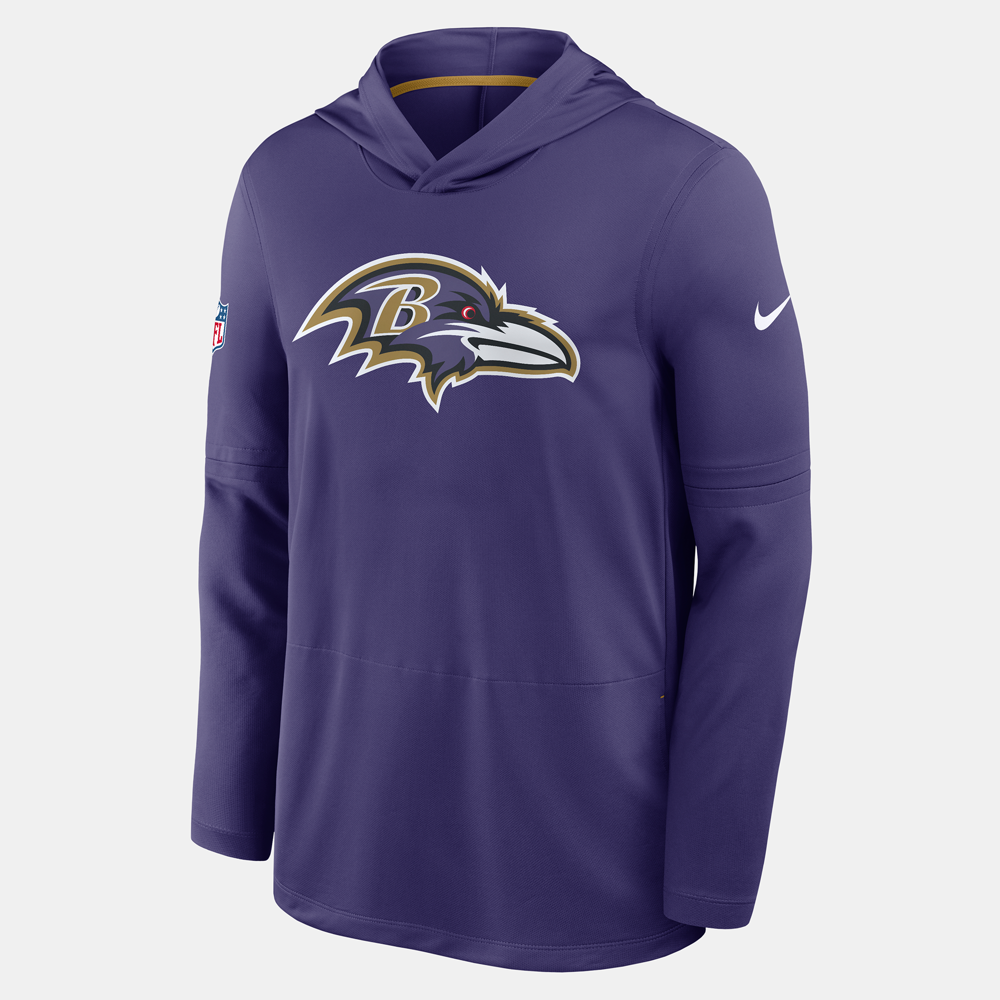 Men's Nike Purple Baltimore Ravens Sideline Alternate Lightweight Long Sleeve Hooded Dri-FIT T-Shirt