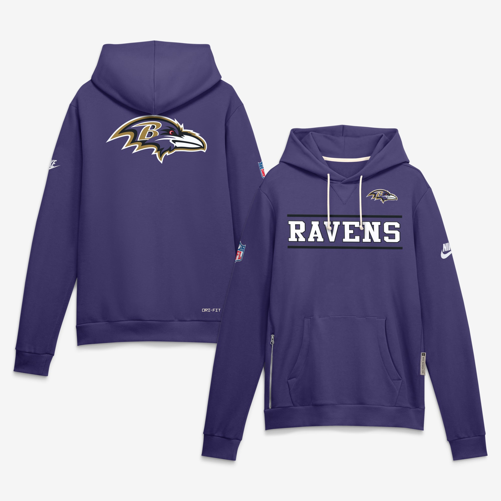 Men's Nike Purple Baltimore Ravens Standard Issue Replay Officials Alternate Dri-FIT Hoodie
