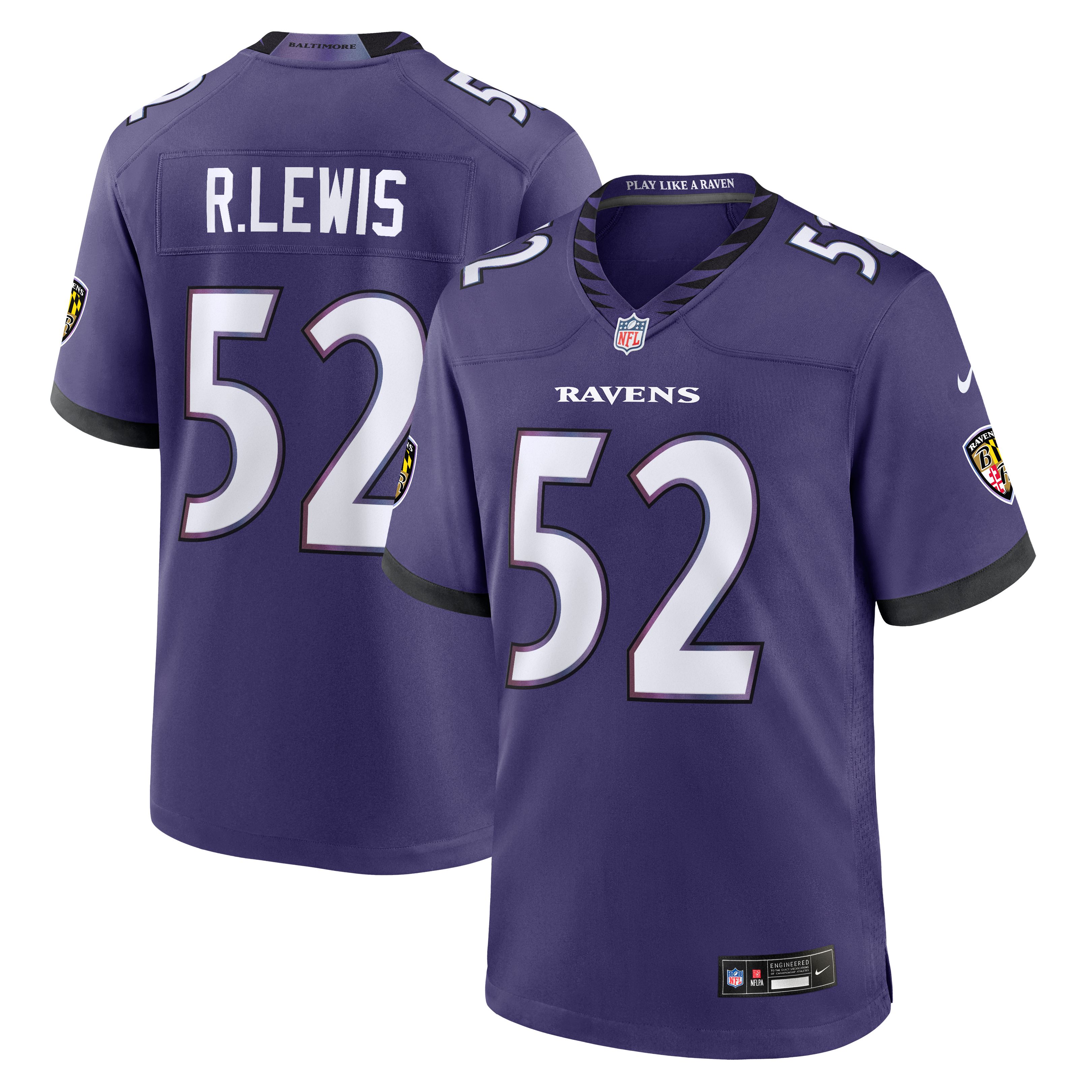 Maillot de match Nike Ray Lewis violet des Ravens Baltimore, joueur retraité