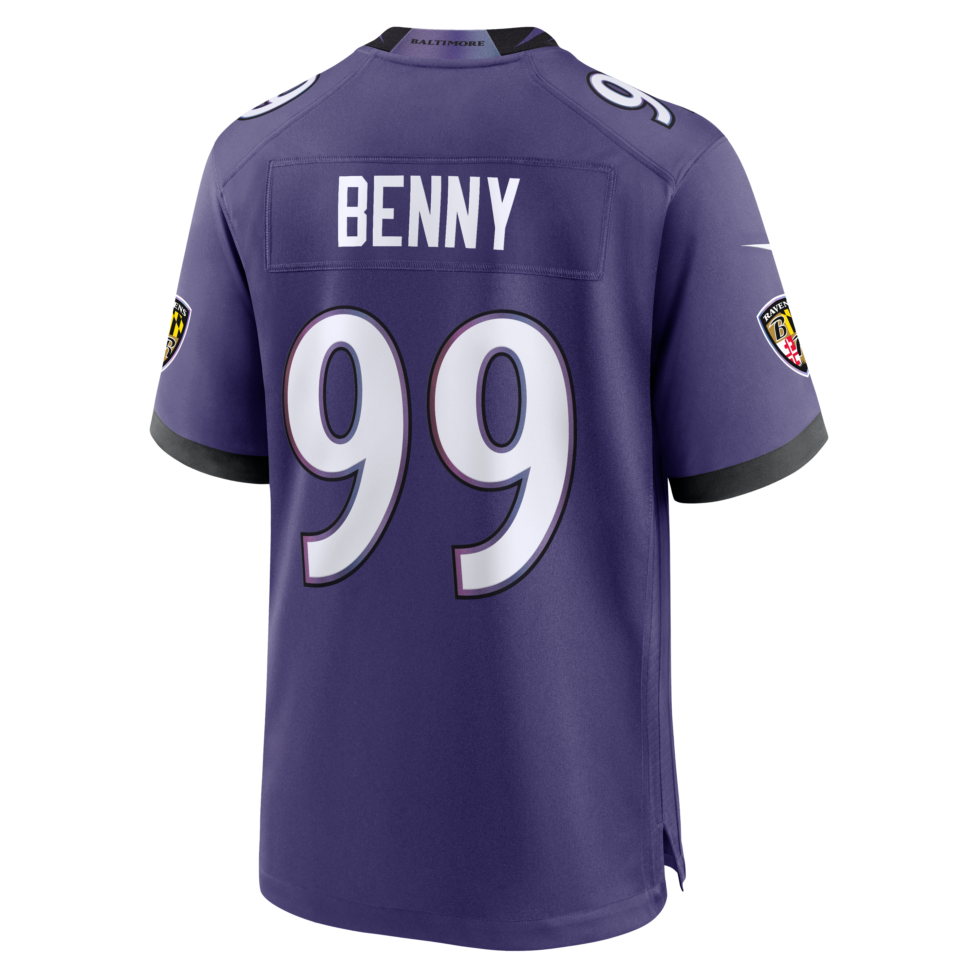 Men's Nike Rayshaun Benny Purple Baltimore Ravens Team Game Jersey