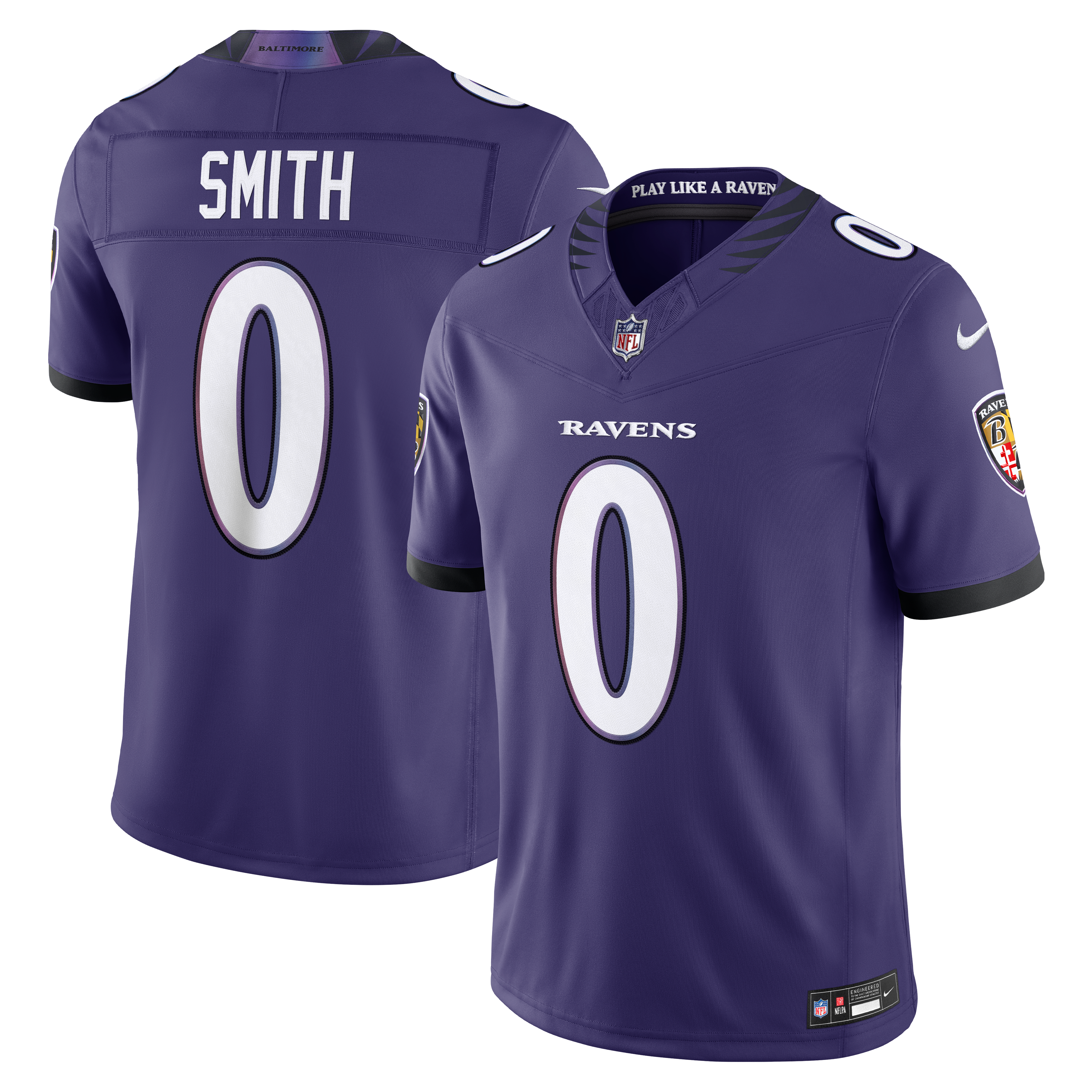Maillot Nike Roquan Smith violet Baltimore Ravens Team Vapor F.U.S.E. Stitched Limited pour homme