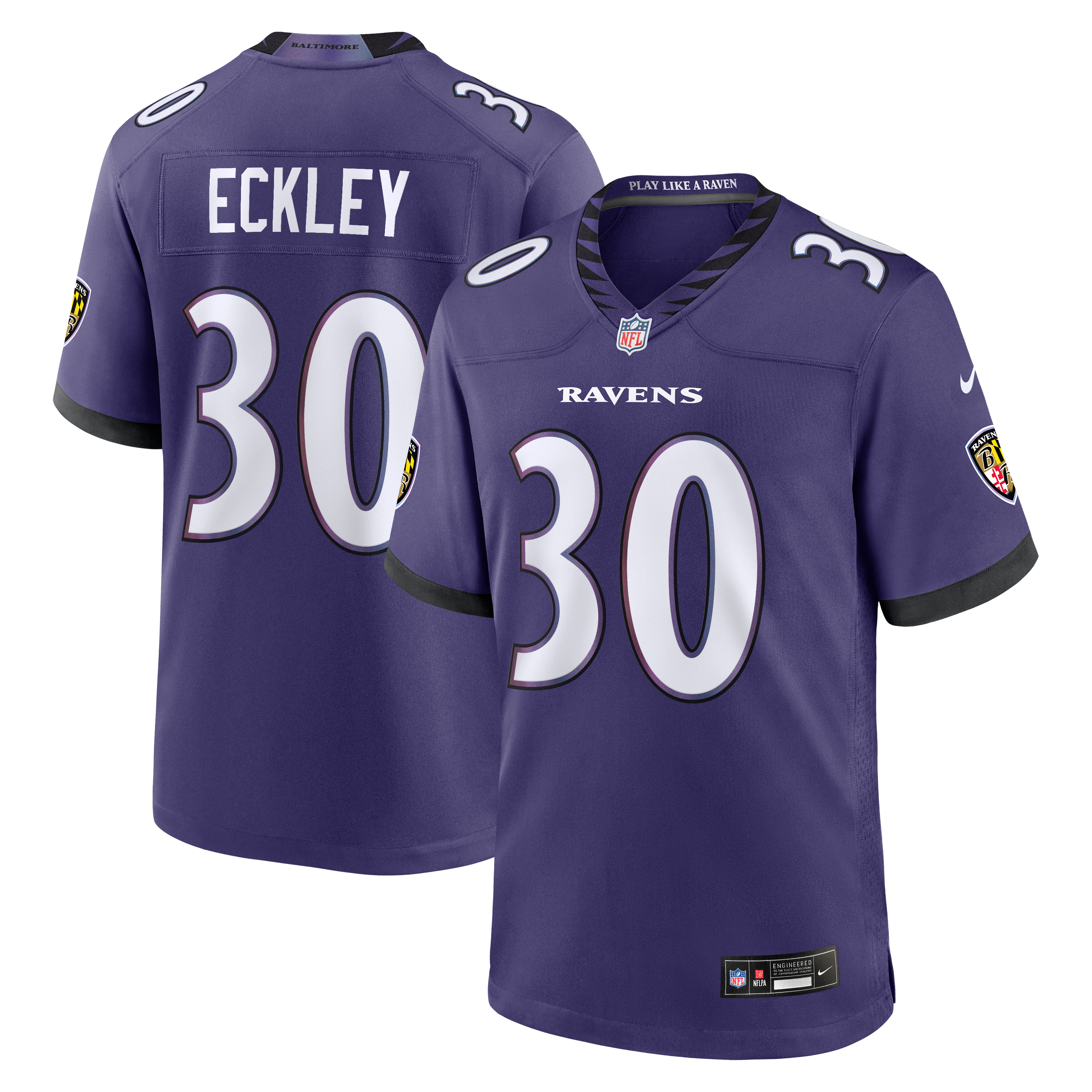 Men's Nike Ryan Eckley Purple Baltimore Ravens Team Game Jersey