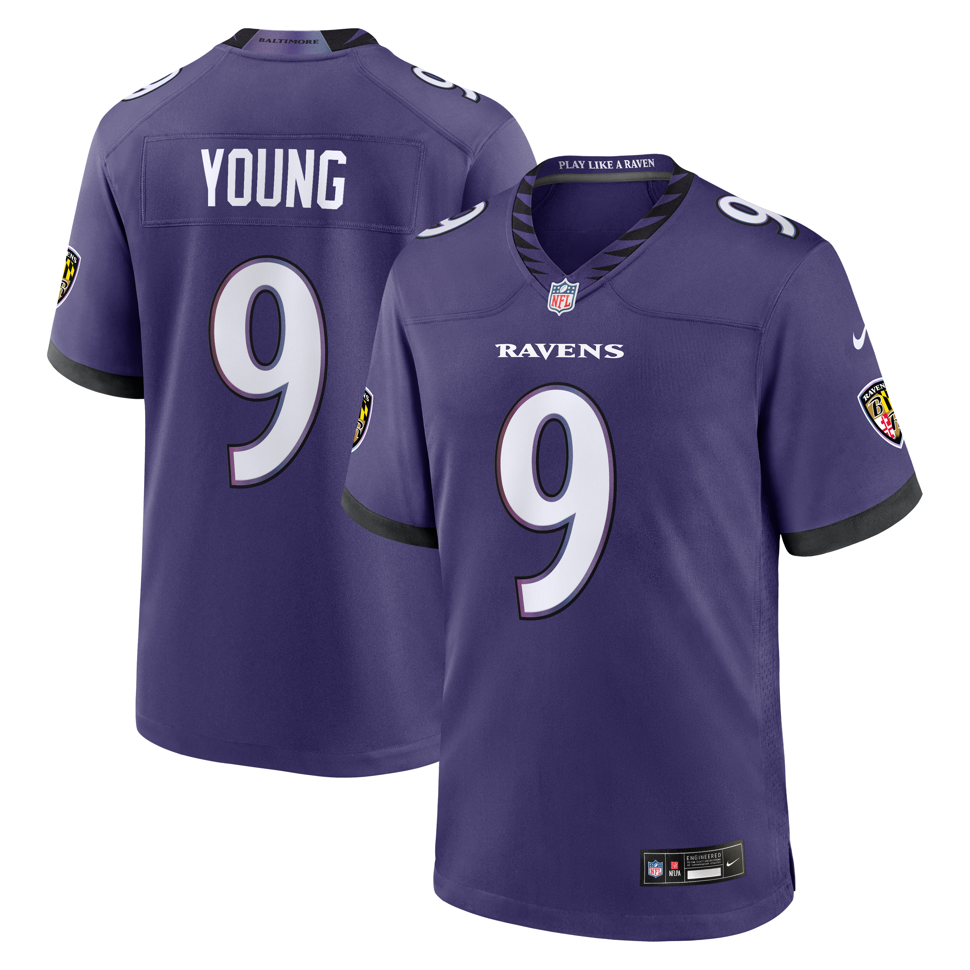 Men's Nike Zion Young Purple Baltimore Ravens Team Game Jersey