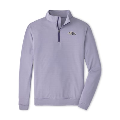 Baltimore Ravens Peter Millar Perth Sugar Stripe Performance Quarter-Zip Pullover - Purple/White