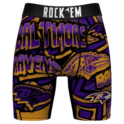  Baltimore Ravens Rock Em Socks Sketched Out Boxer Briefs - Purple