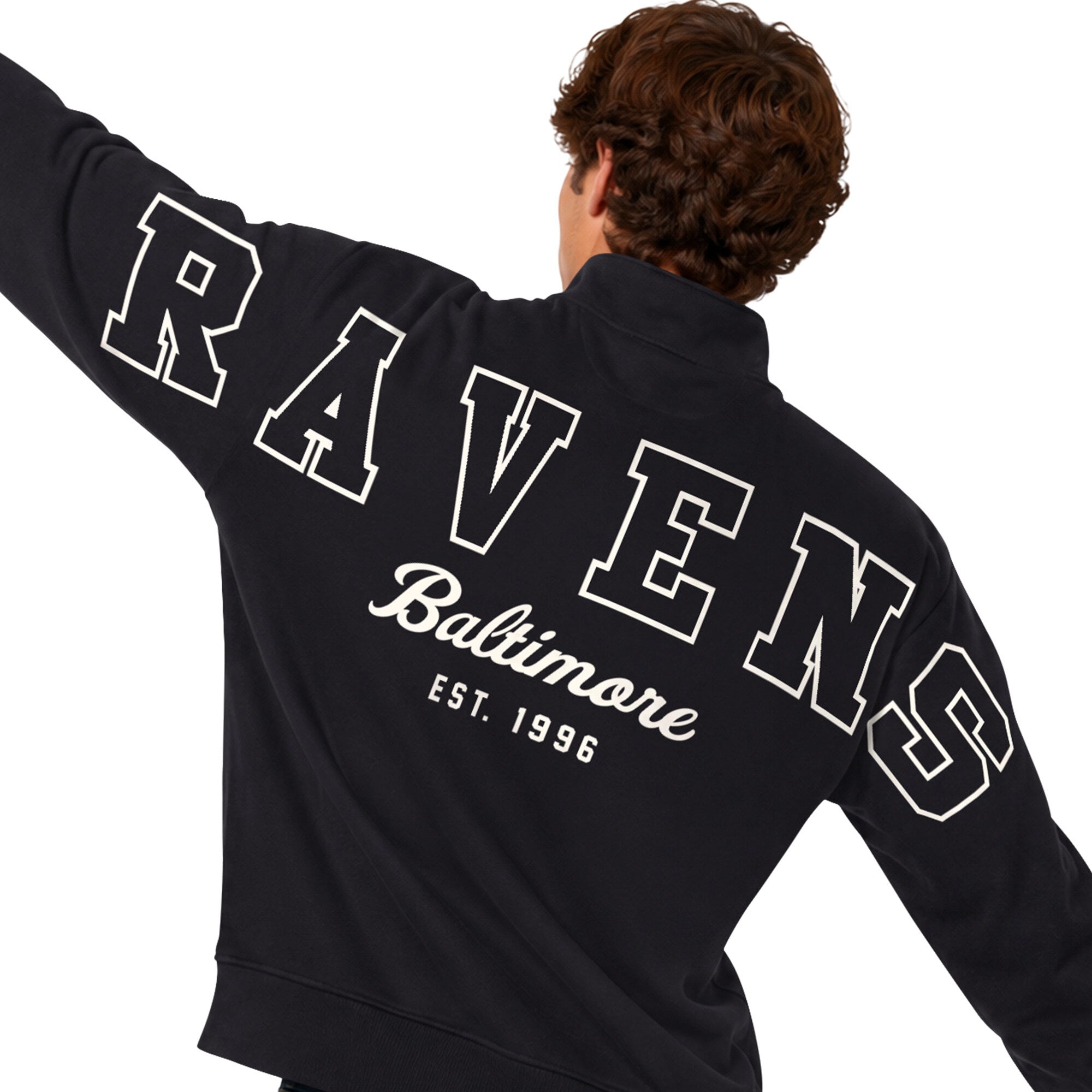 Men's Starter  Black Baltimore Ravens Thursday Night Gridiron Batwing Quarter-Zip Sweatshirt