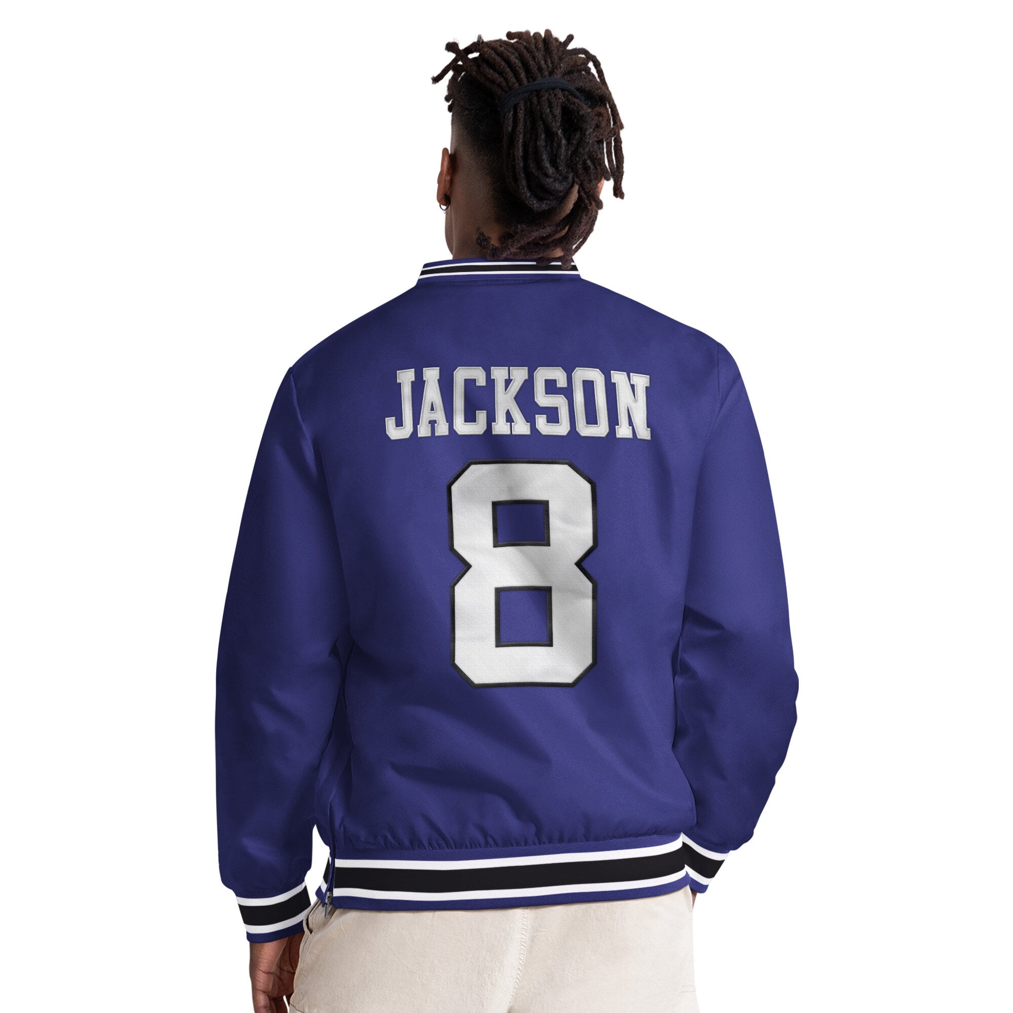 Pull à col en V Starter Lamar Jackson violet Baltimore Ravens pour homme