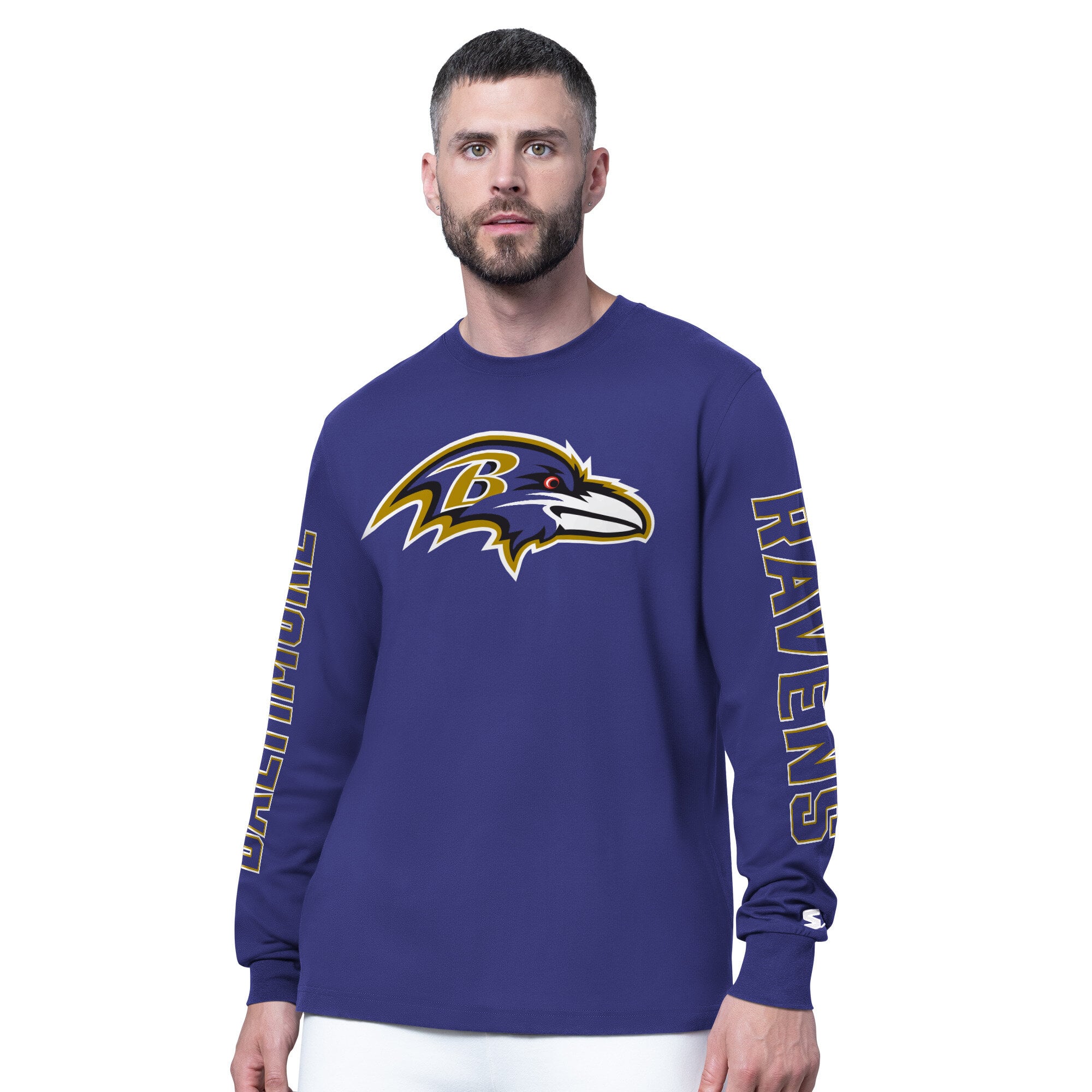 Men's Starter Purple Baltimore Ravens Clutch Hit II Long-Sleeve T-Shirt
