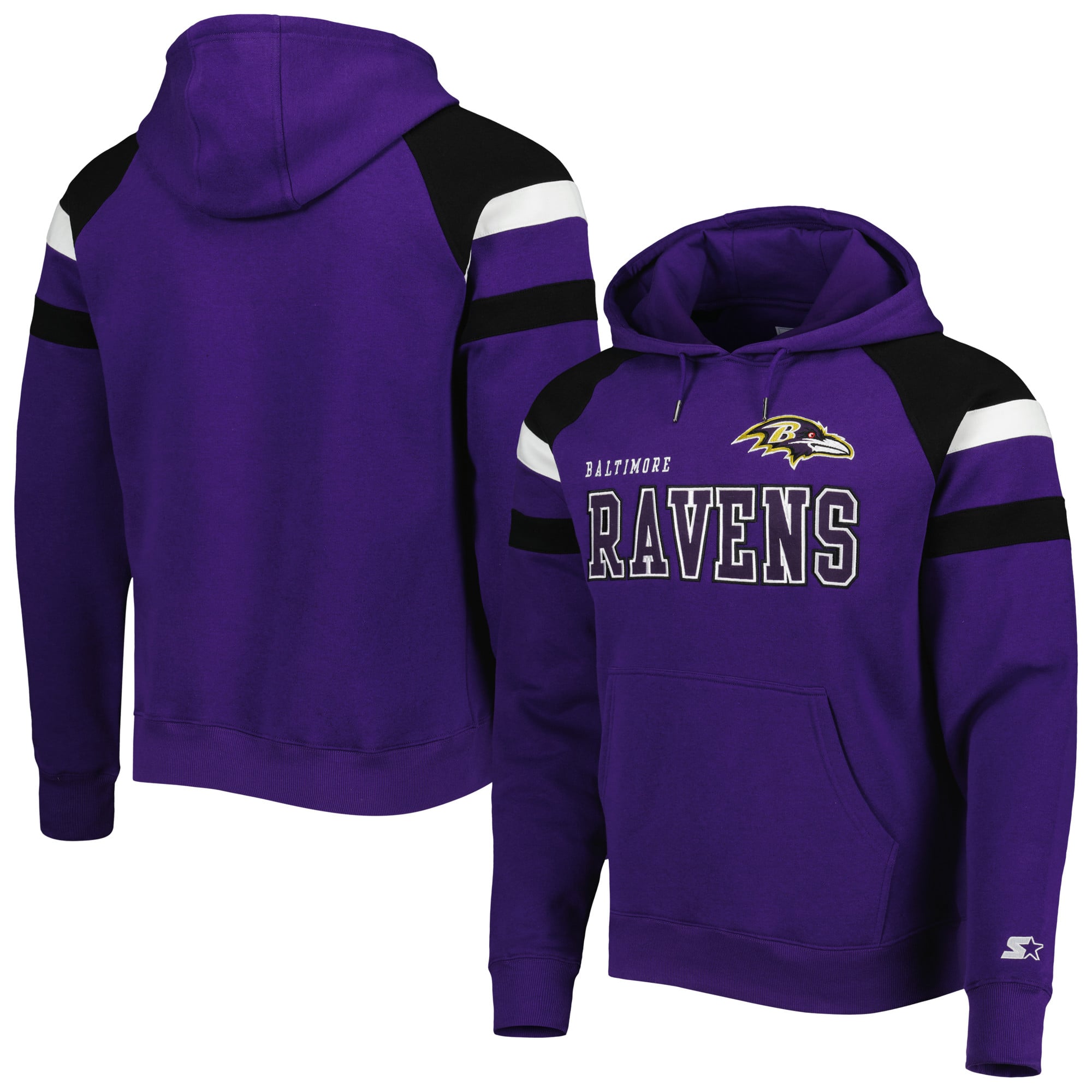 Men's Starter Purple Baltimore Ravens Draft Fleece Raglan Pullover