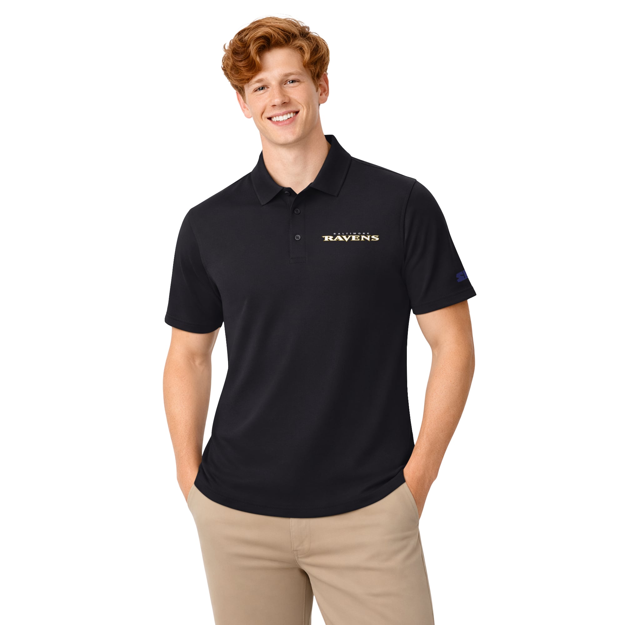 Ensemble de deux polos à logo Baltimore Ravens pour homme, marque Starter, violet et noir