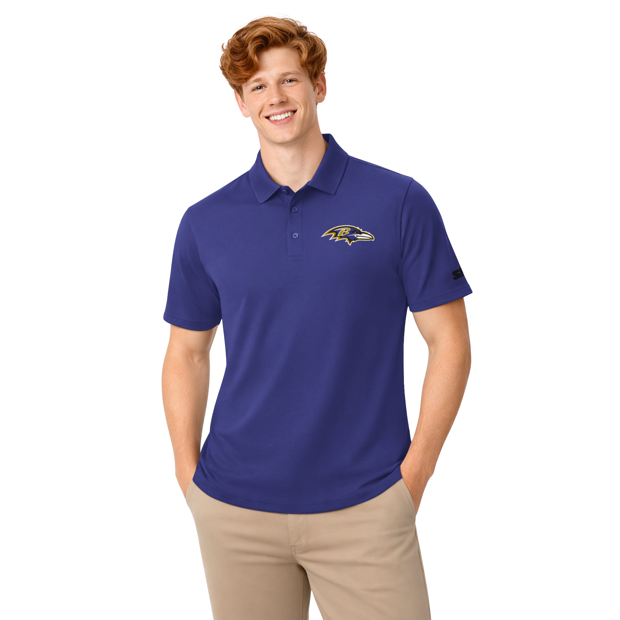 Ensemble de deux polos à logo Baltimore Ravens pour homme, marque Starter, violet et noir