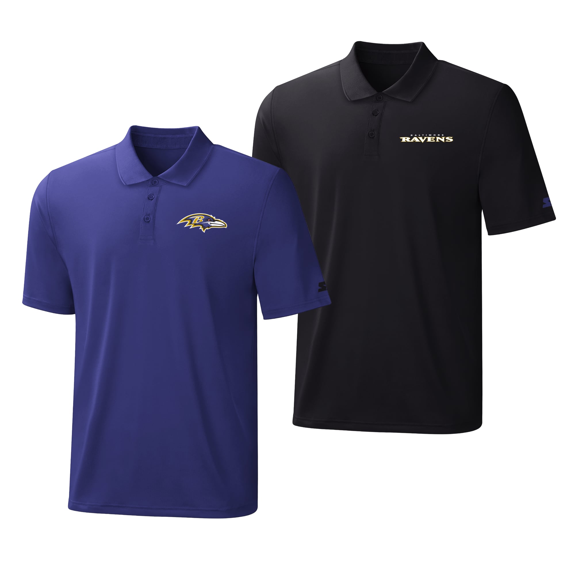 Ensemble de deux polos à logo Baltimore Ravens pour homme, marque Starter, violet et noir